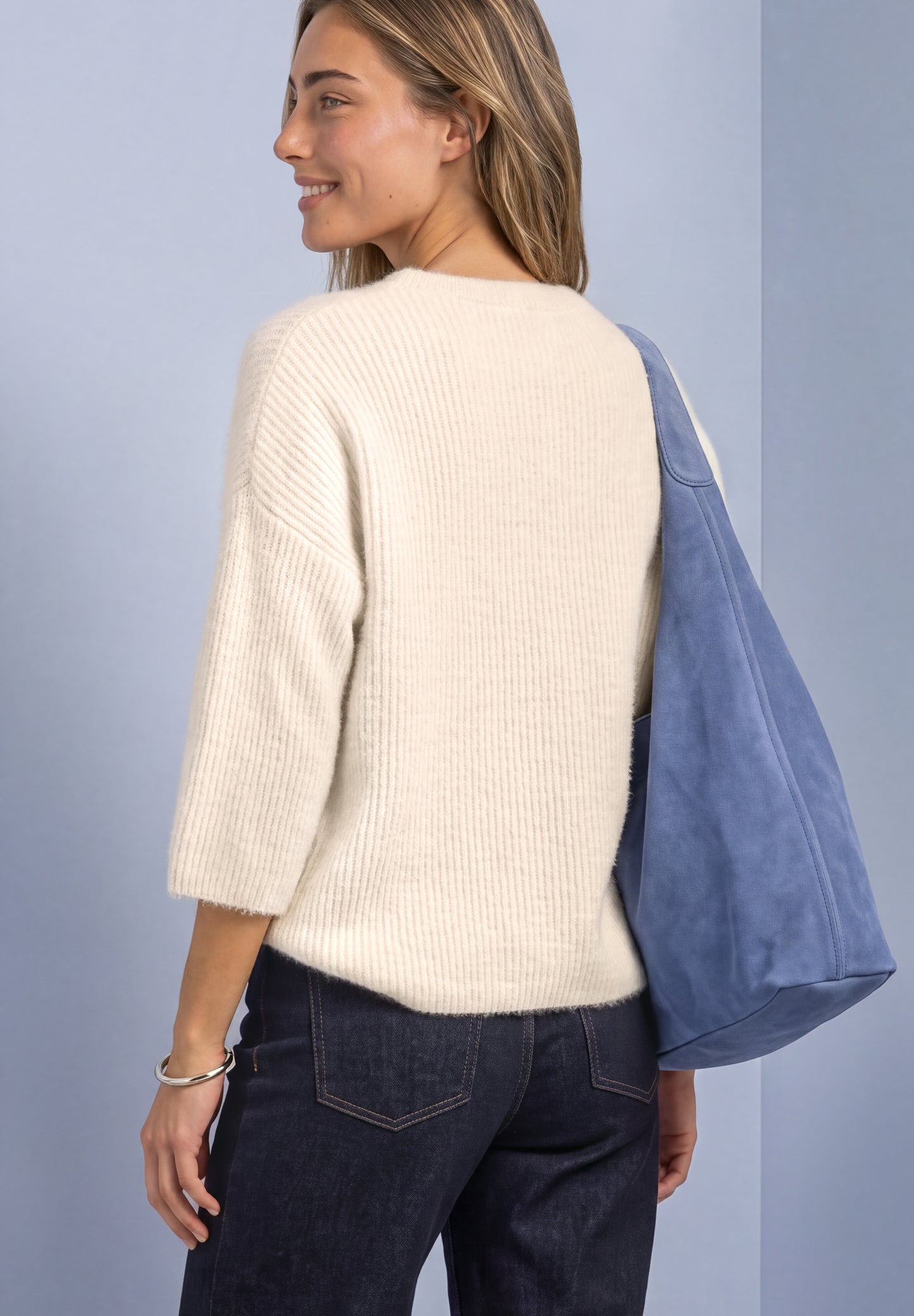Street One - 3/4-Arm Pullover mit Rundhals - Farbe: pure beige