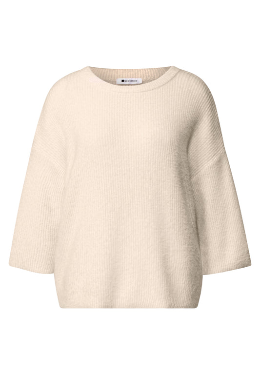 Street One - 3/4-Arm Pullover mit Rundhals - Farbe: pure beige
