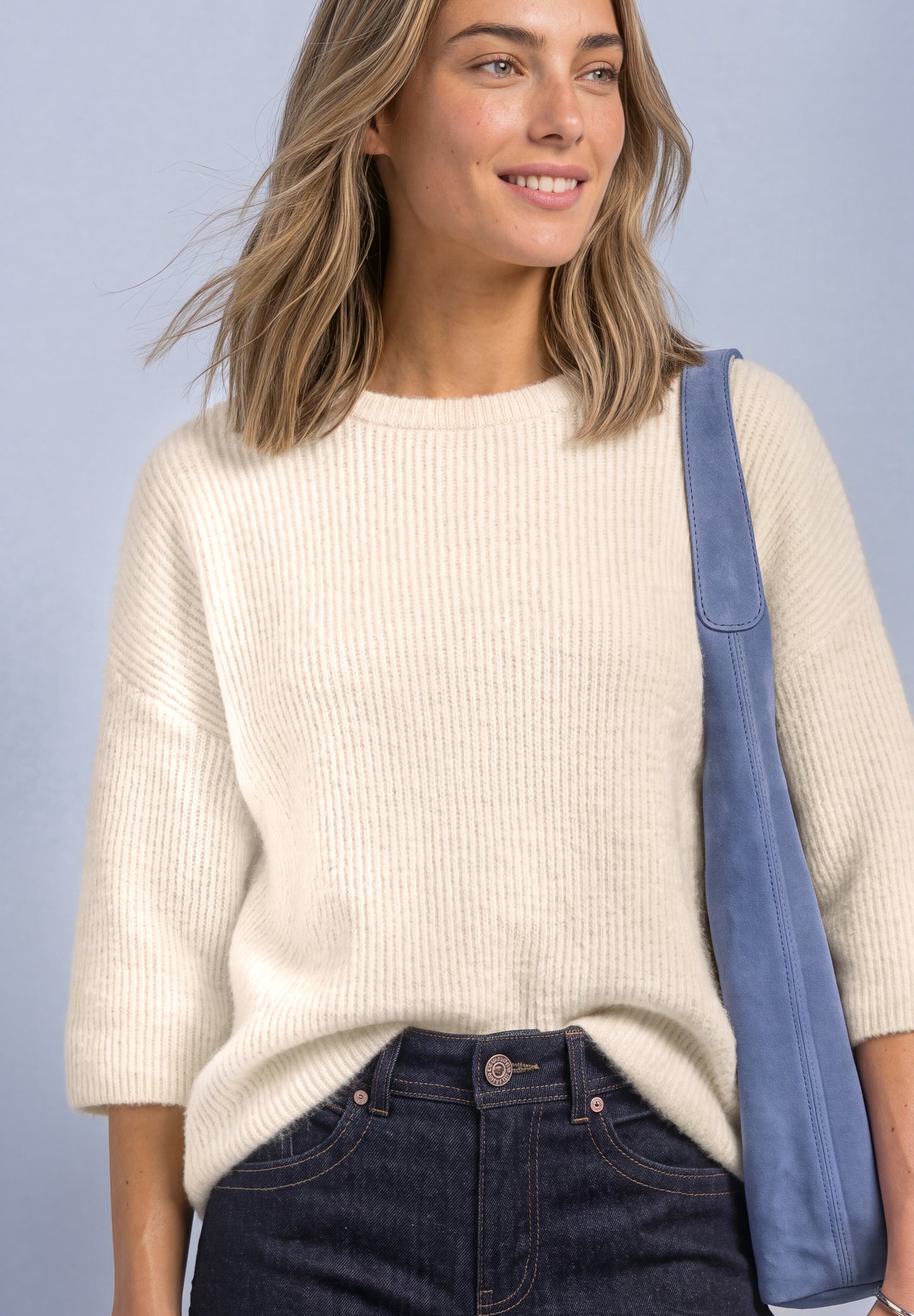 Street One - 3/4-Arm Pullover mit Rundhals - Farbe: pure beige