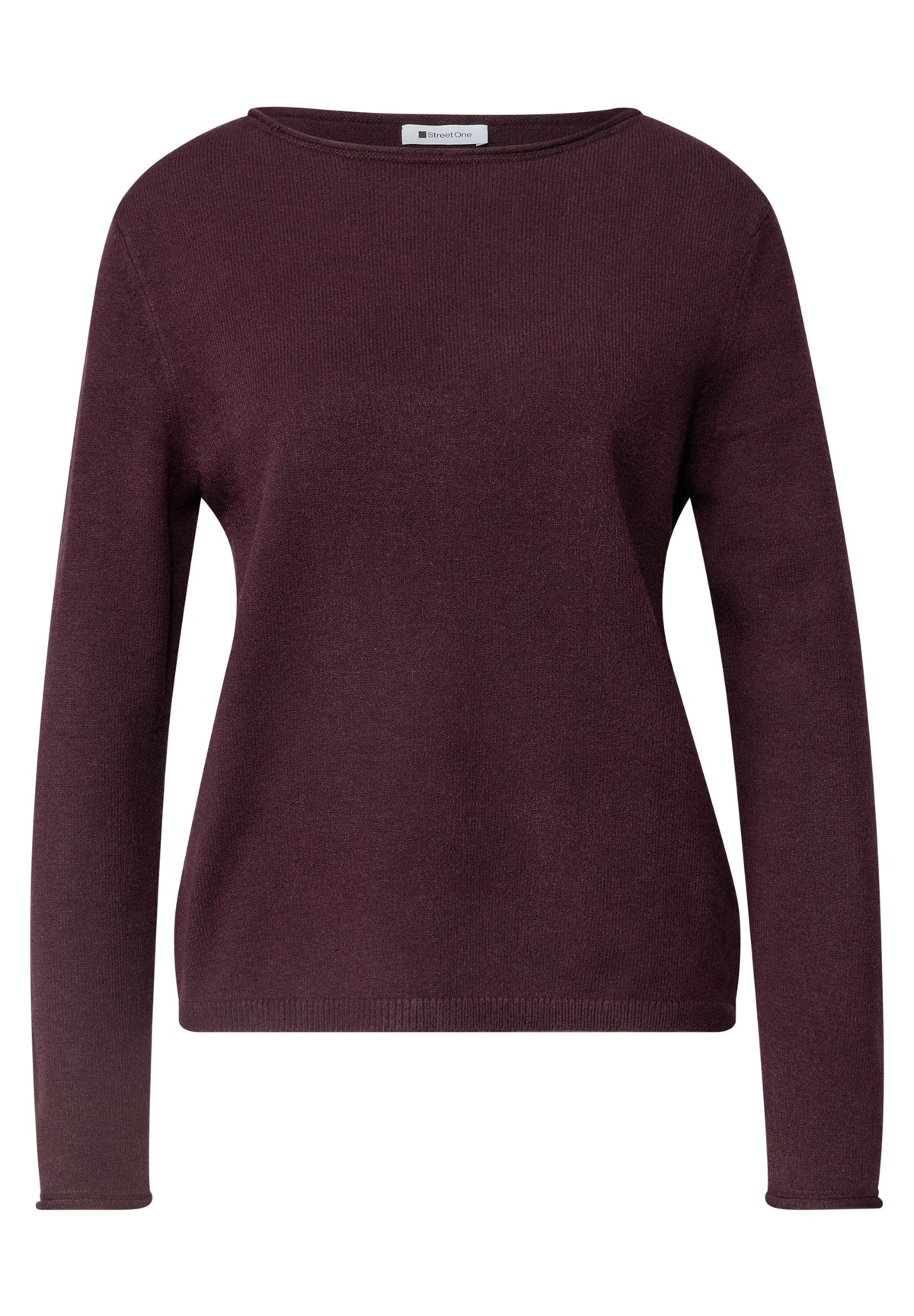 Street One - Pullover mit Boat Neck und Rollkanten - Farbe: rustic rouge