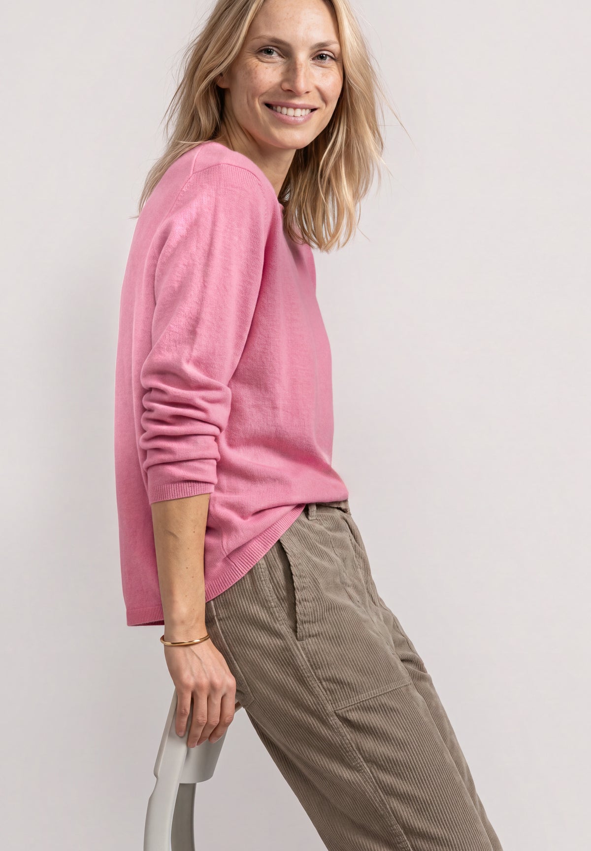 Street One - Pullover mit Boat Neck und Rollkanten - Farbe: warm blush mel.
