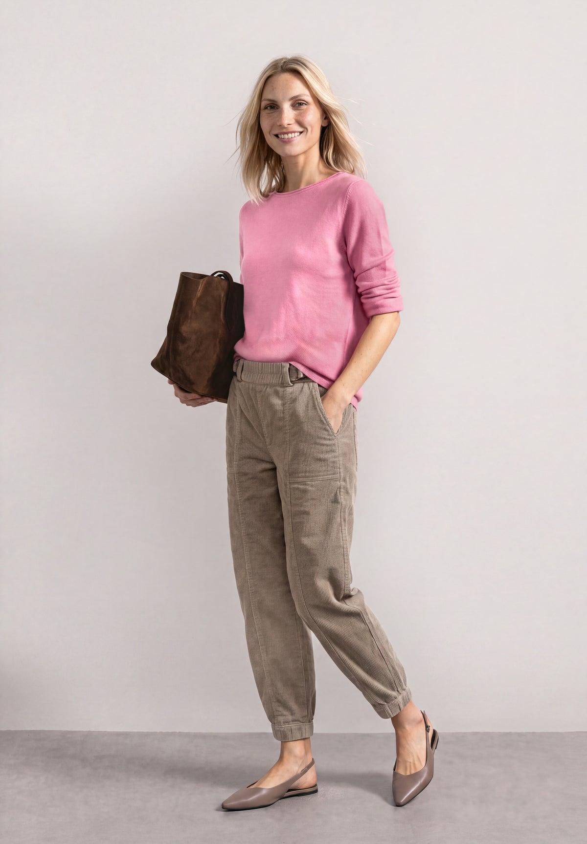 Street One - Pullover mit Boat Neck und Rollkanten - Farbe: warm blush mel.