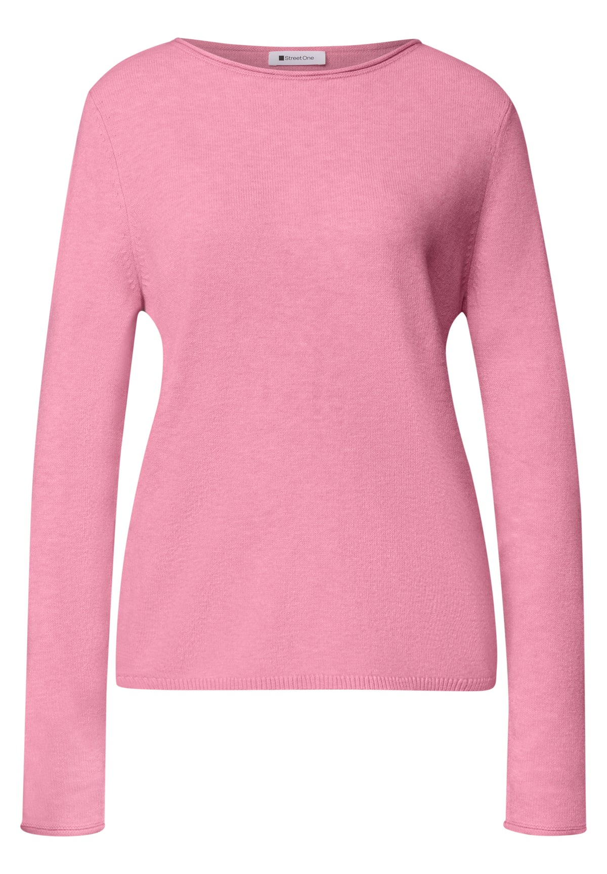Street One - Pullover mit Boat Neck und Rollkanten - Farbe: warm blush mel.
