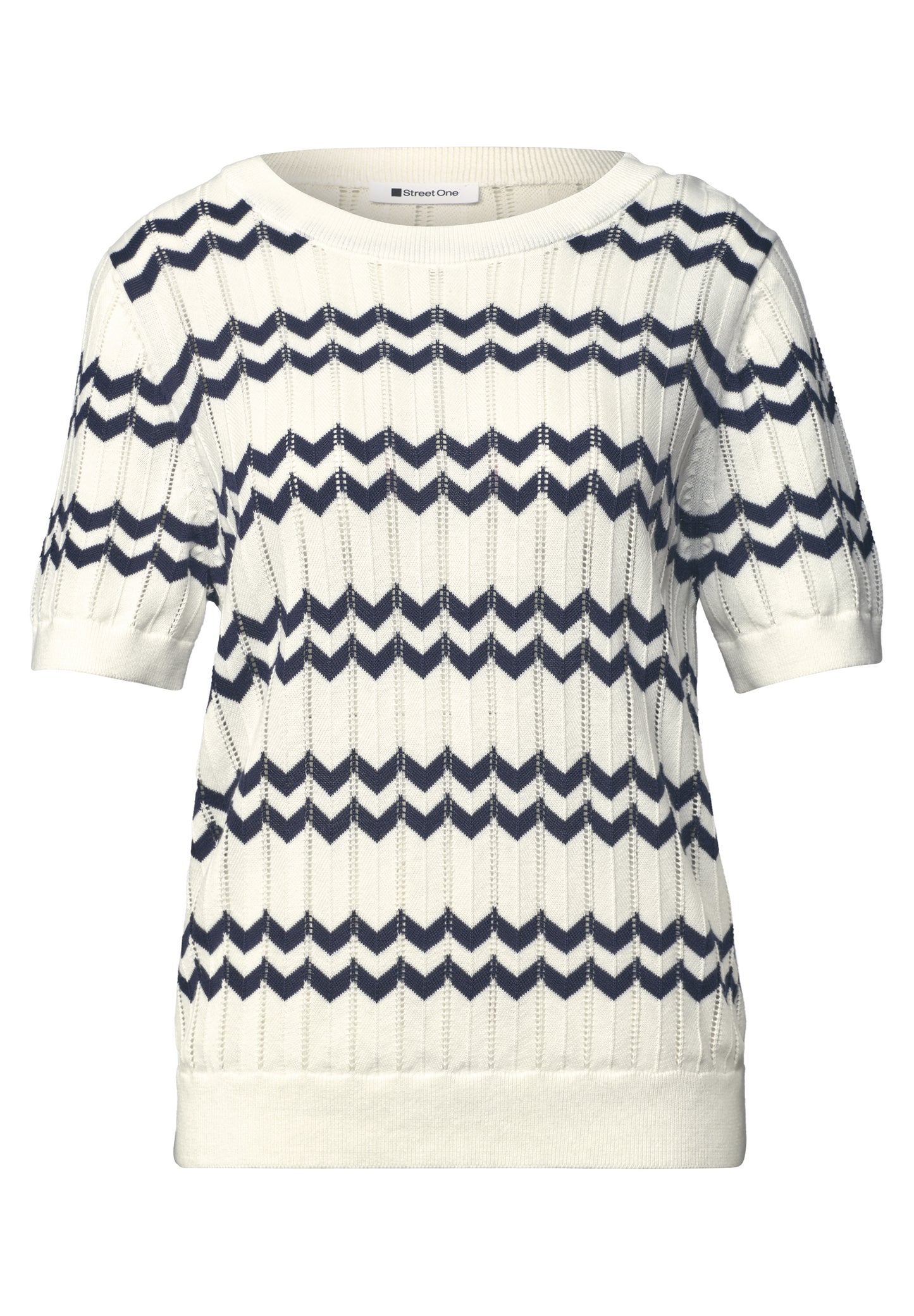 Street One - Damen Pullover mit Zick-Zack-Muster - Farbe: off white