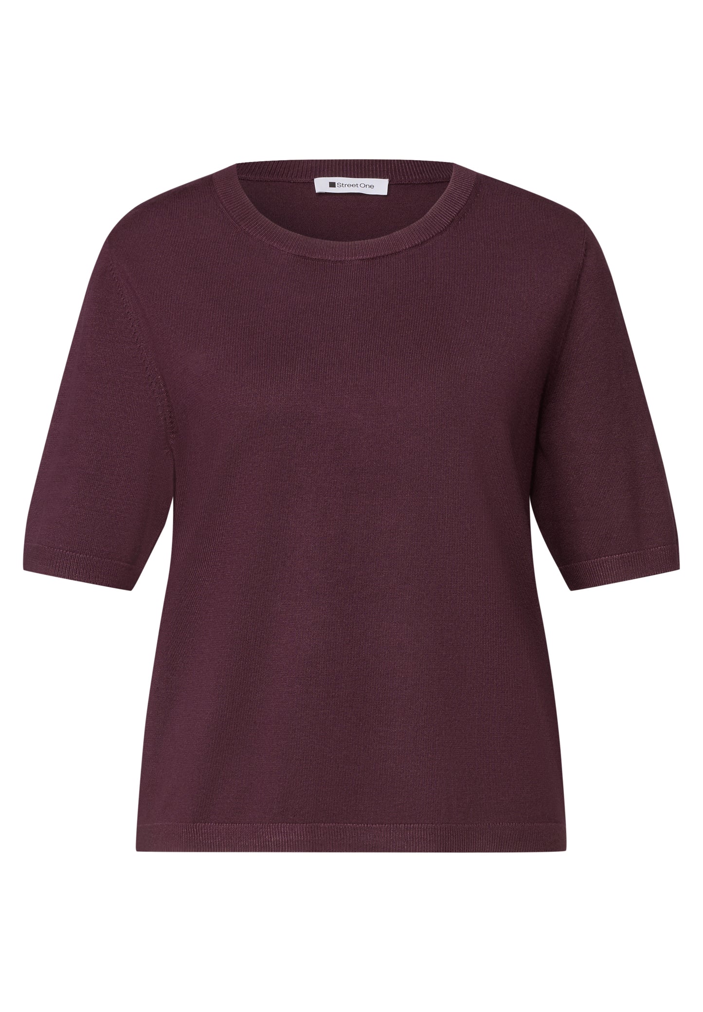 Street One - Kurzarm Pullover mit Rundhals in Unifarbe - Farbe: rustic rouge