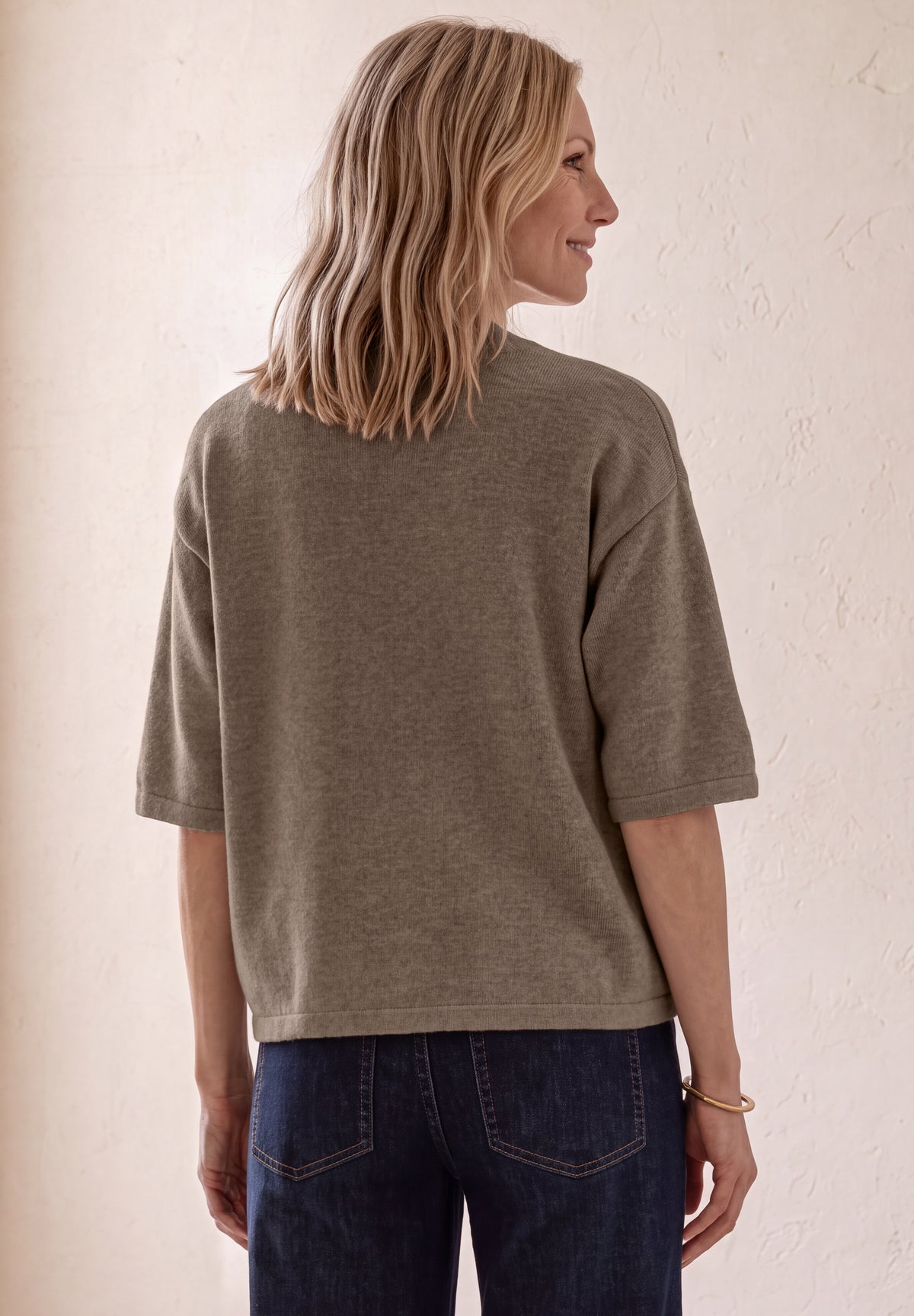Street One - 3/4-Arm Pullover mit Rundhals - Farbe: sanded amber mel.