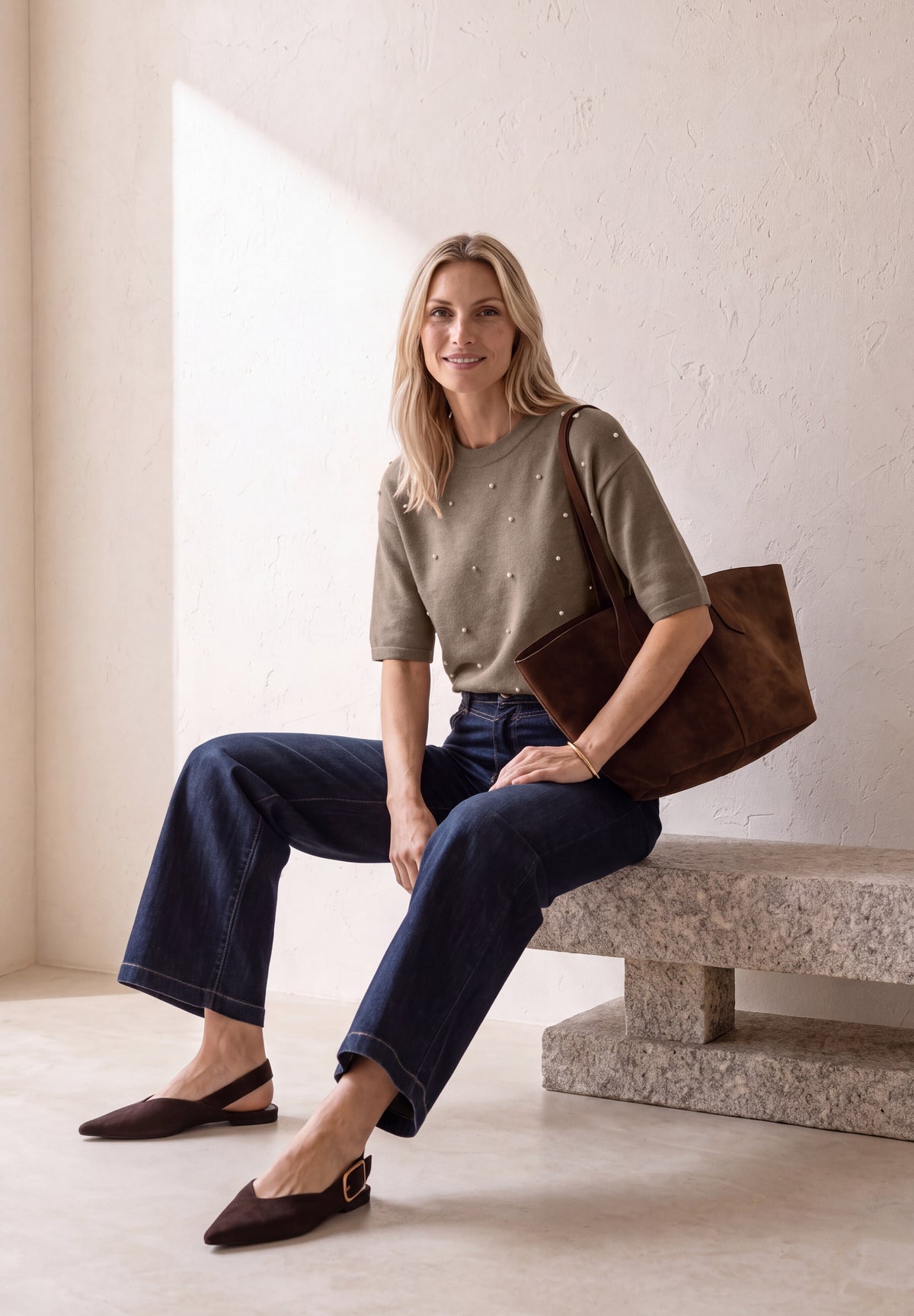 Street One - 3/4-Arm Pullover mit Rundhals - Farbe: sanded amber mel.