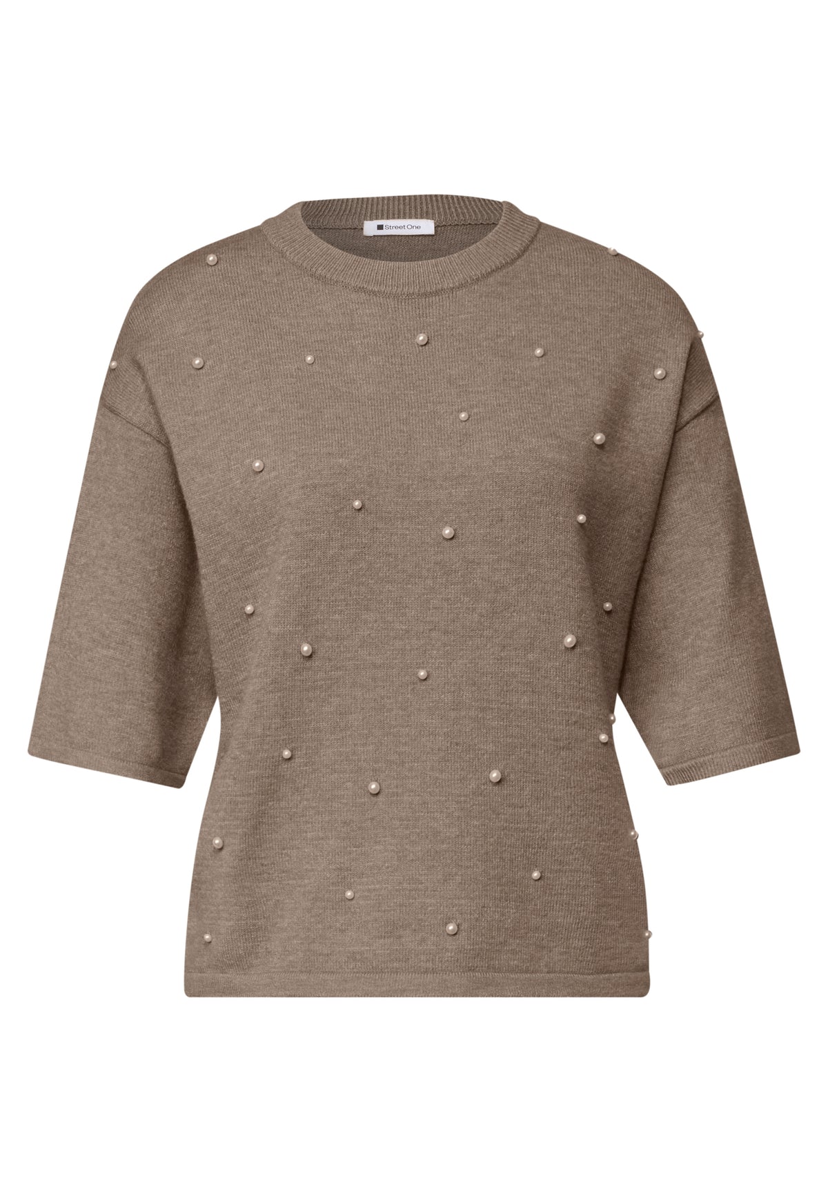 Street One - 3/4-Arm Pullover mit Rundhals - Farbe: sanded amber mel.