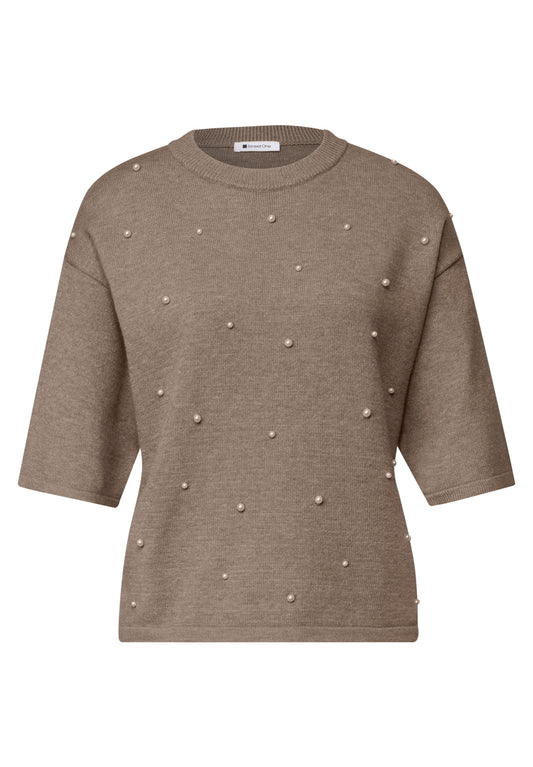 Street One - 3/4-Arm Pullover mit Rundhals - Farbe: sanded amber mel.