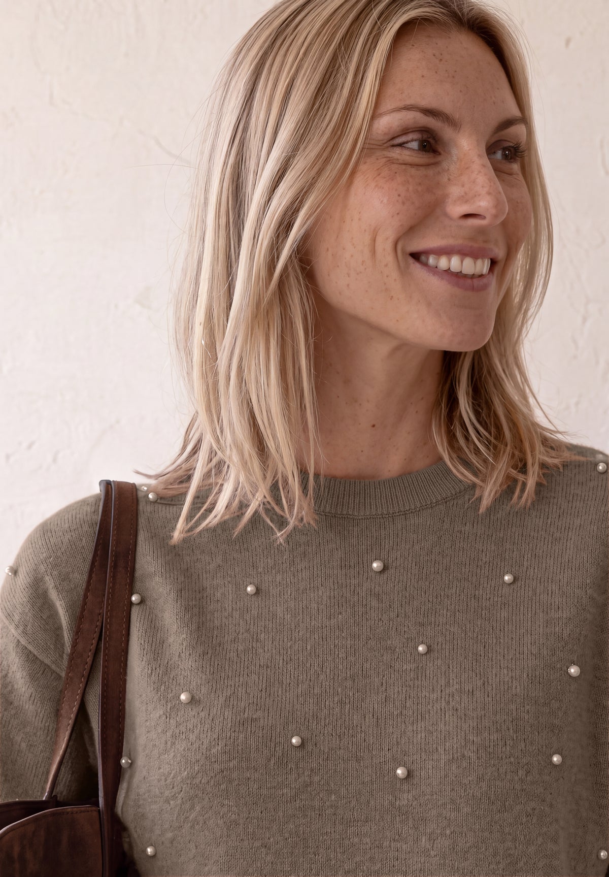 Street One - 3/4-Arm Pullover mit Rundhals - Farbe: sanded amber mel.