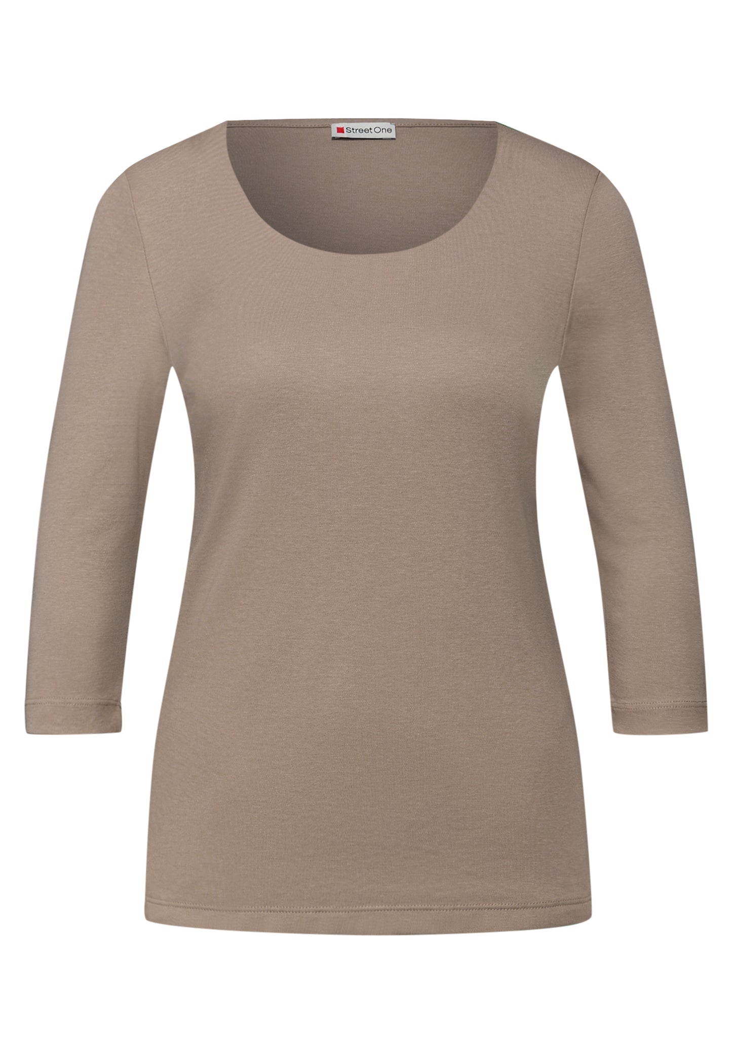 Street One - Basic T-Shirt mit 3/4 Arm - Farbe: light terra mocha