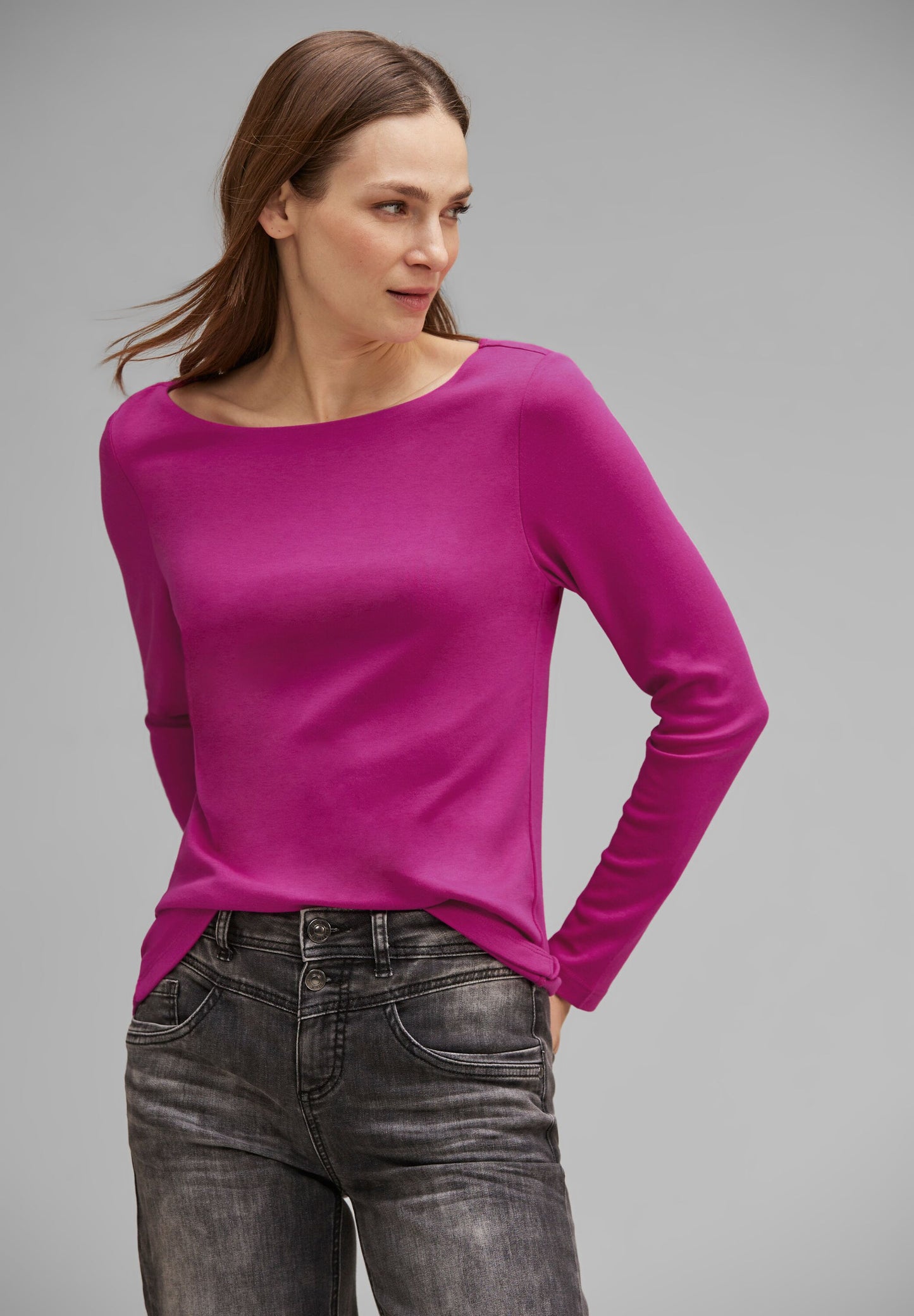 Street One bright Langarmshirt pink - TWISTY – - Mode cozy Softes