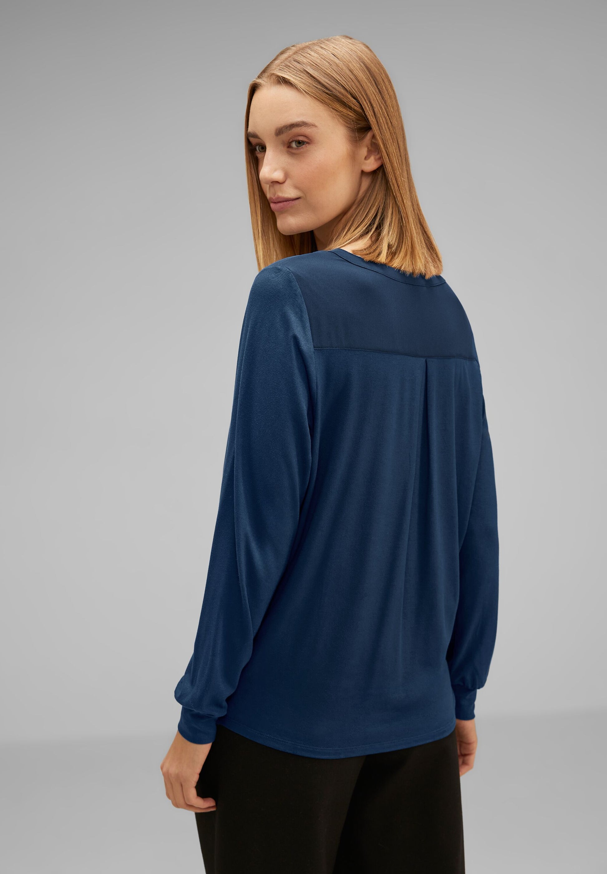 Street One - Chiffon Langarmshirt - blau – TWISTY Mode