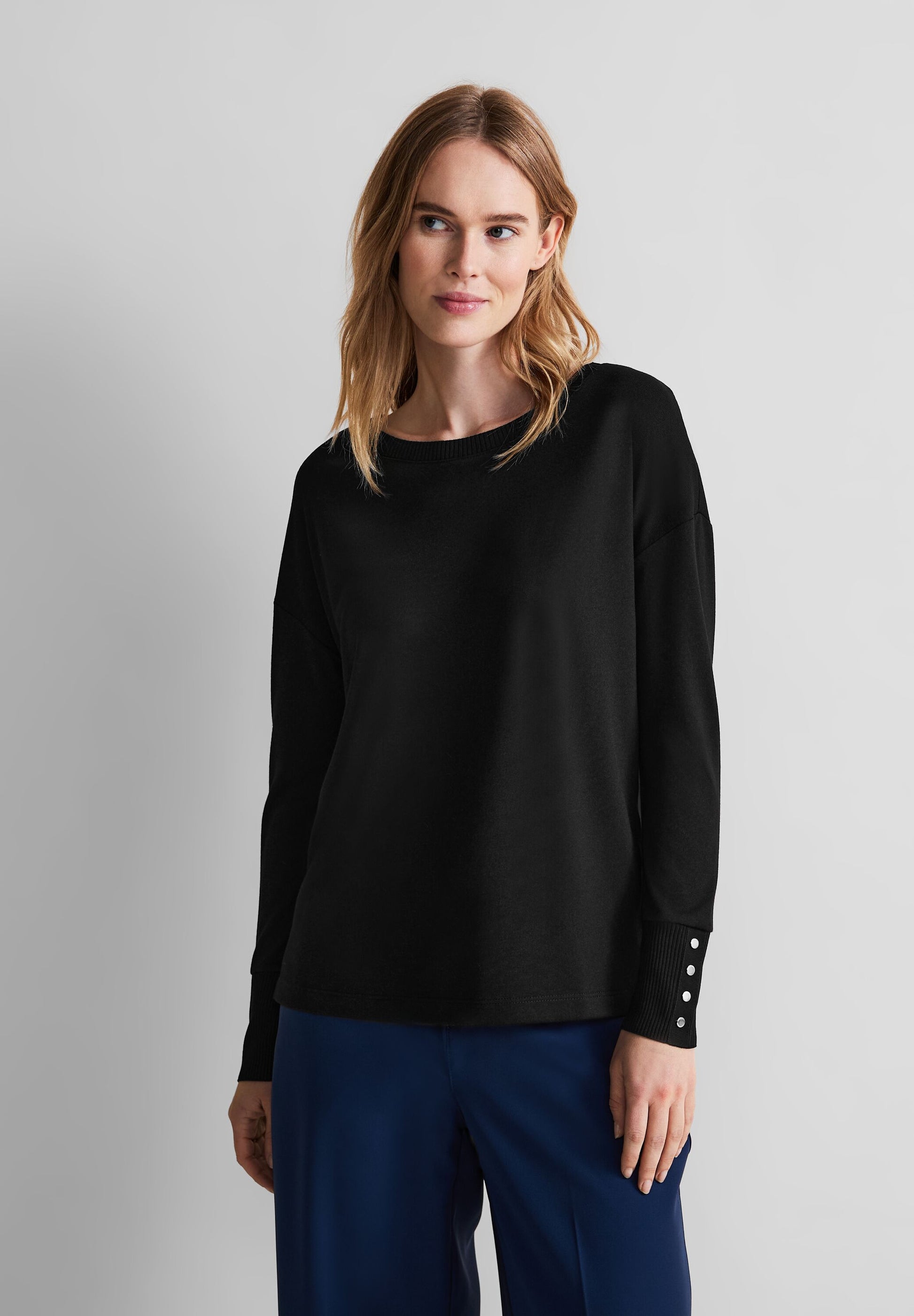 Street One - Shirt mit Knopfdetail - schwarz – TWISTY Mode