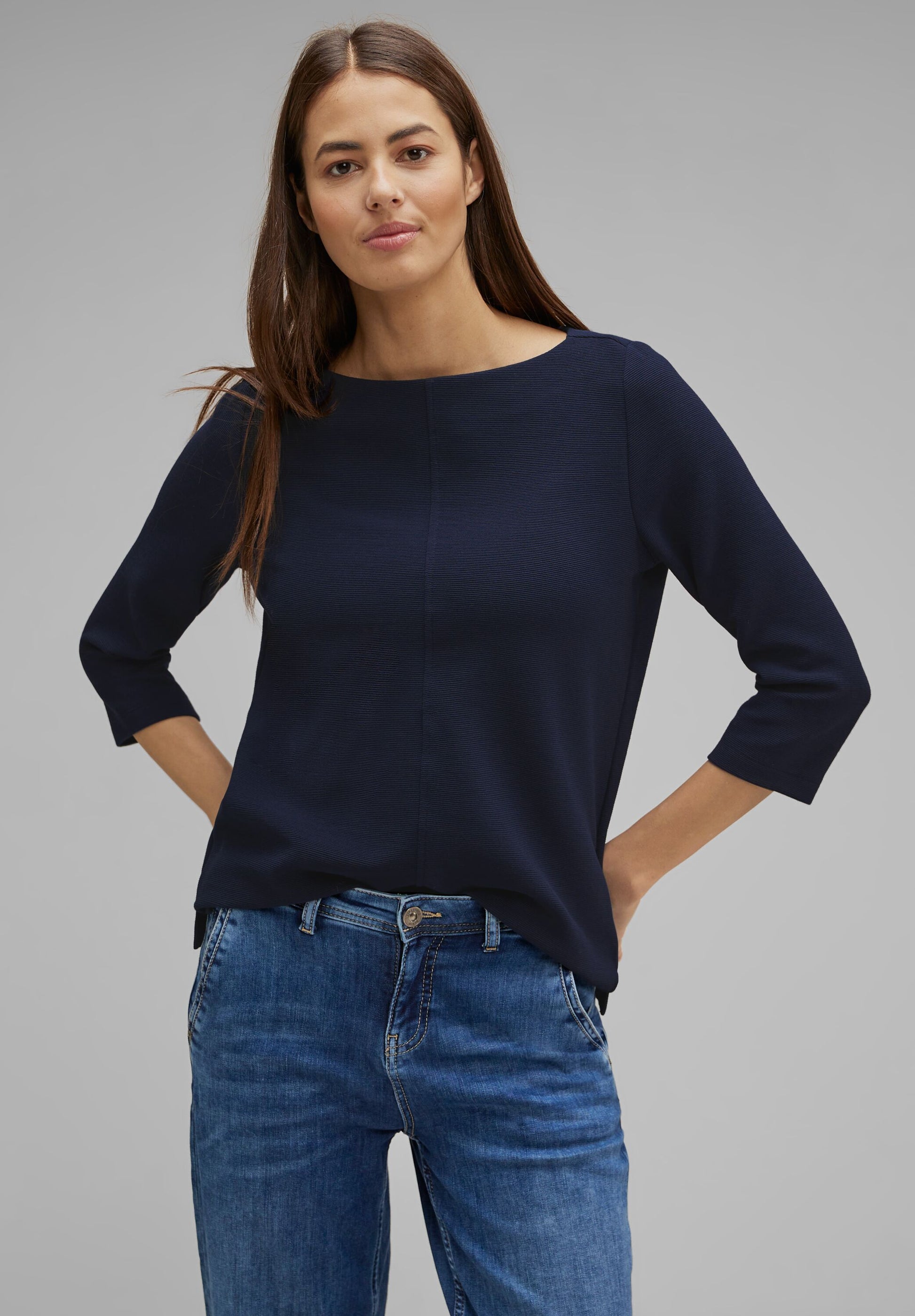 Street One - Shirt mit feiner Mode - TWISTY deep blue – Struktur