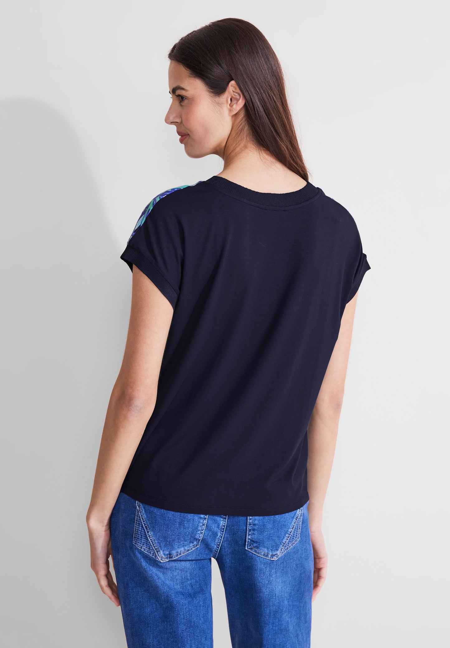 Street One - Materialmix T-Shirt - intense aqua