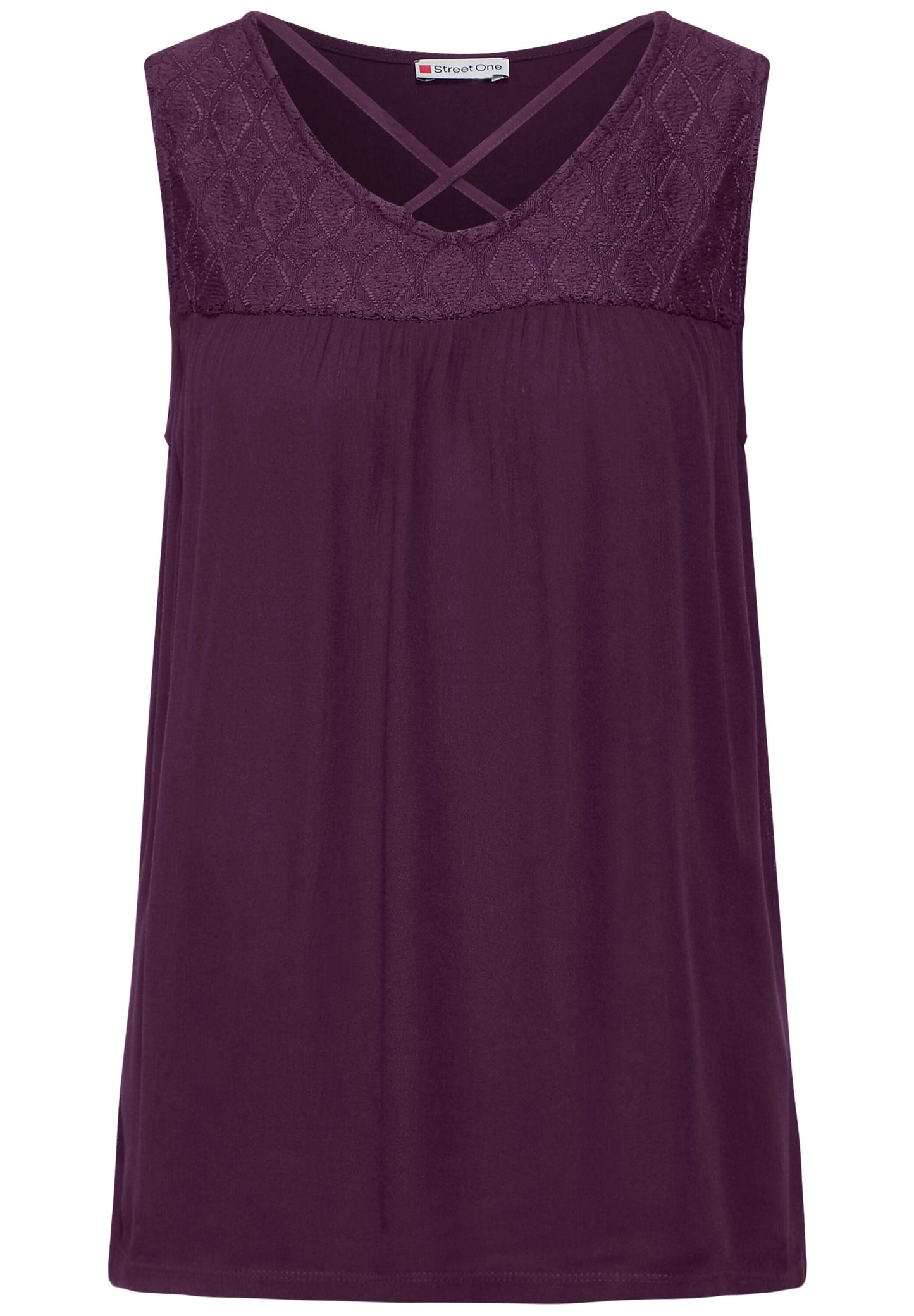 Street One - Top mit Spitze - dark berry purple