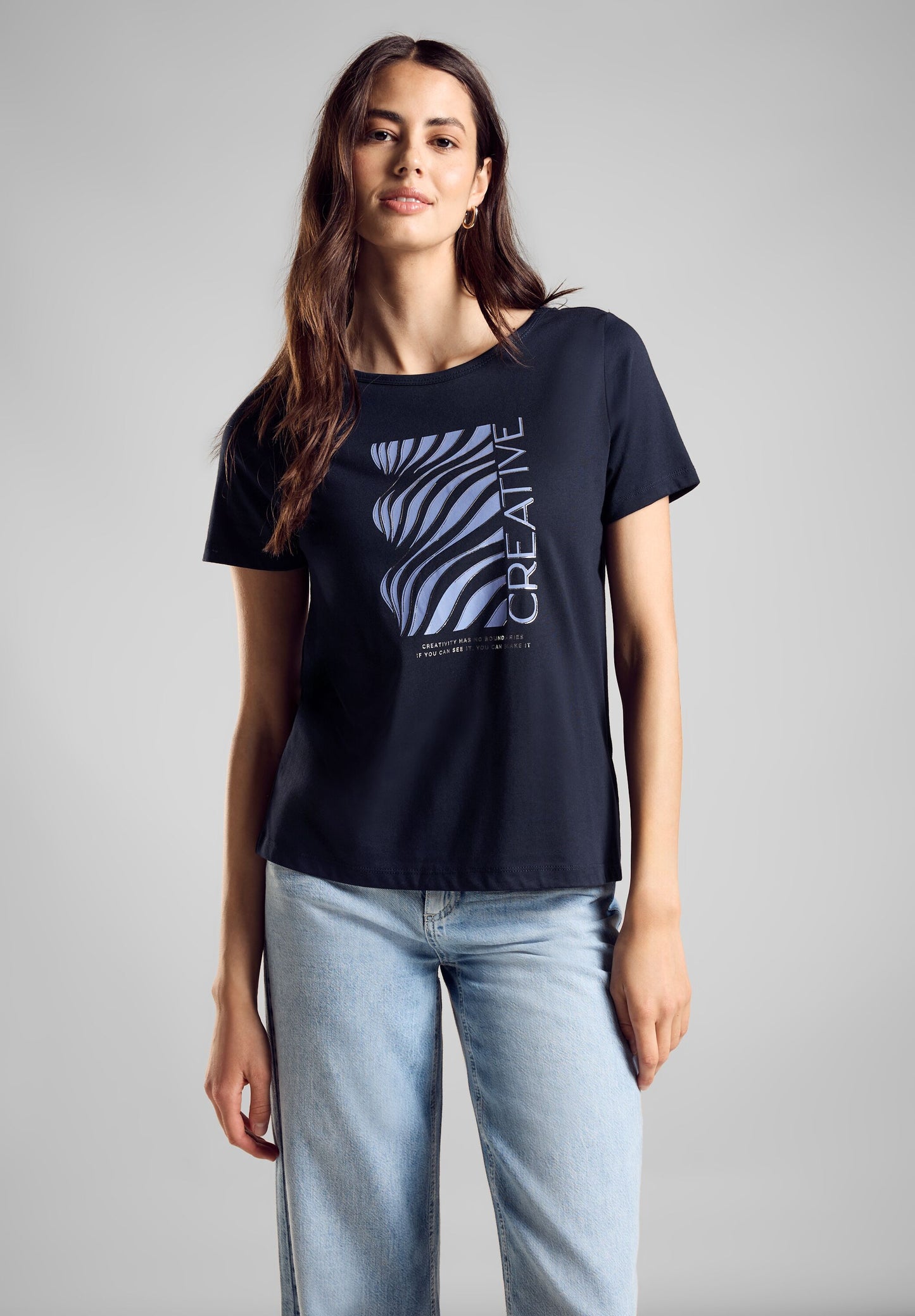 Street One - T-Shirt mit Frontprint - blau