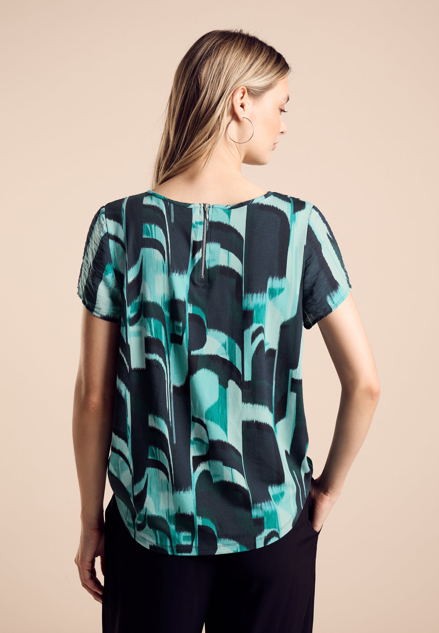 Street One Materialmix-T-Shirt - Farbe: hunter green