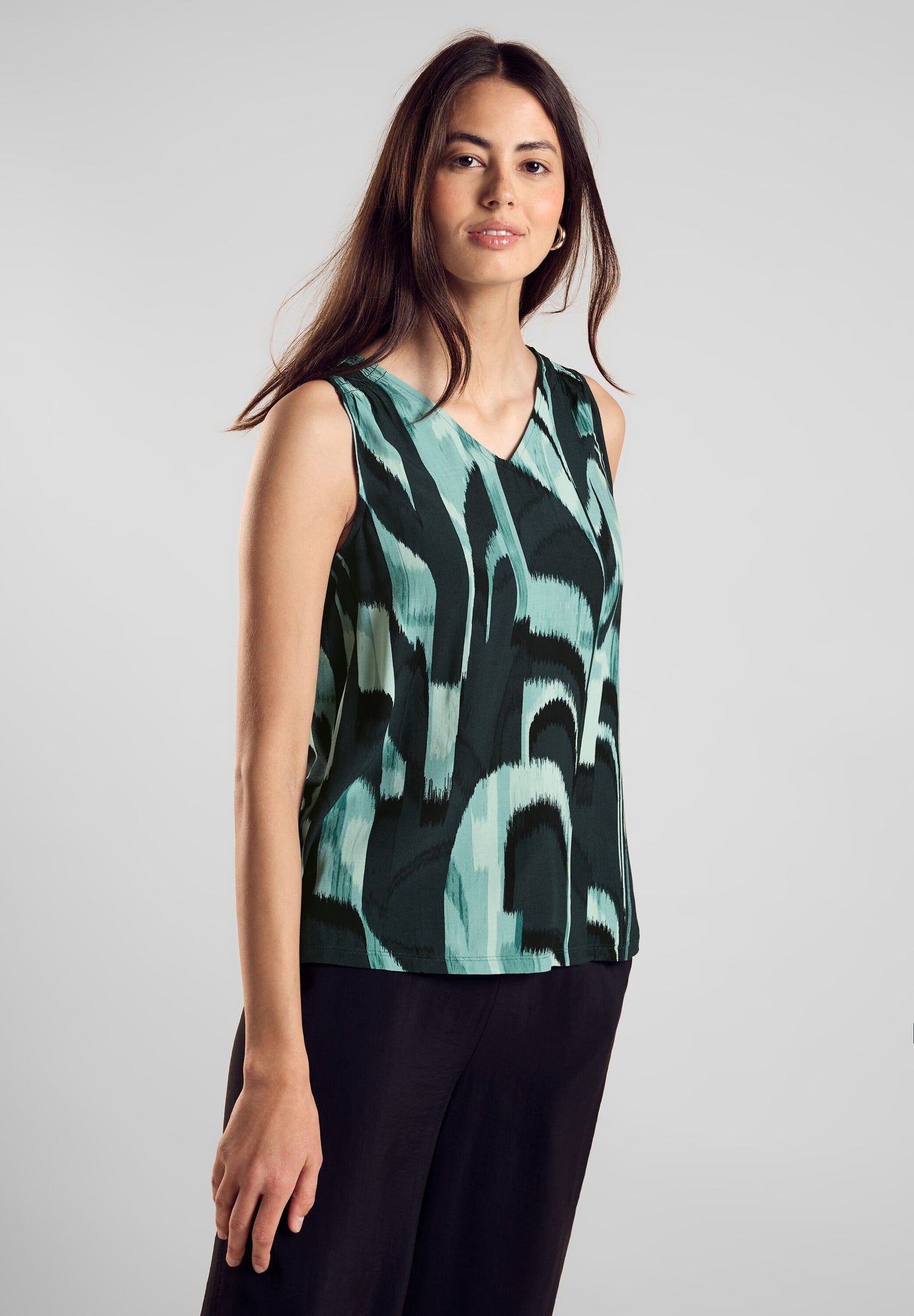 Street One - Print Sommertop - hunter green