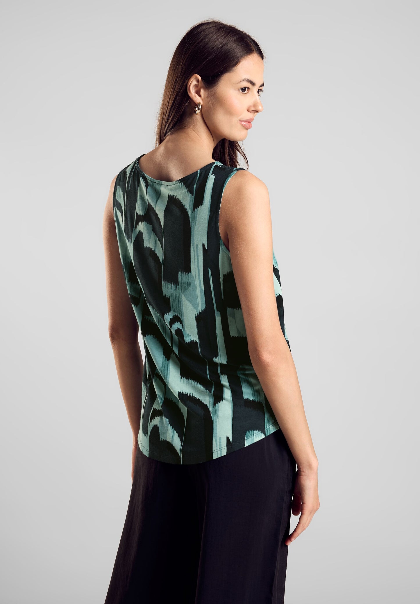 Street One - Print Sommertop - hunter green