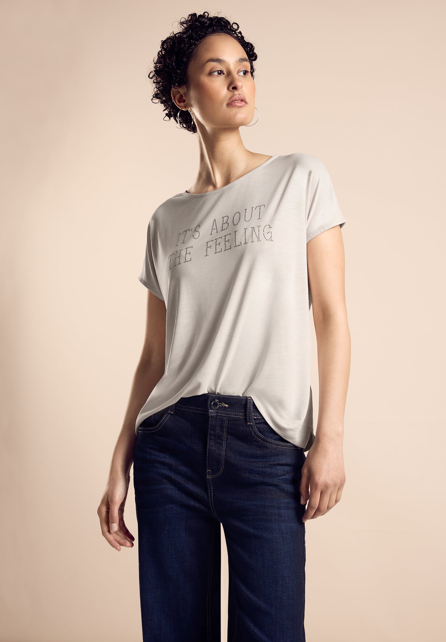 Street One T-Shirt mit Schriftzug - Farbe: smooth sand beige