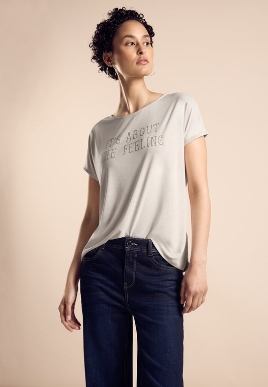 Street One T-Shirt mit Schriftzug - Farbe: smooth sand beige