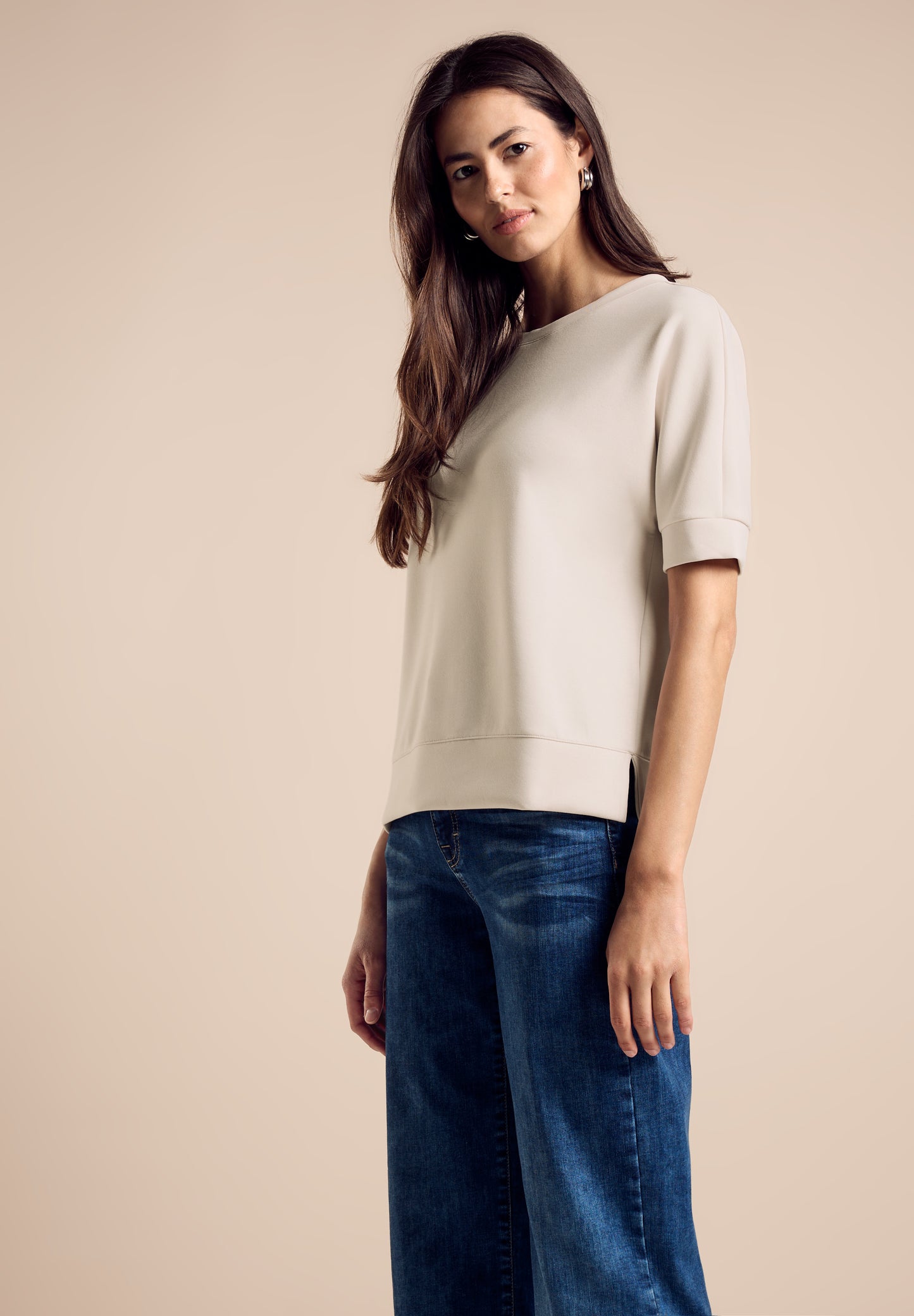 Street One T-Shirt im Silk-Look - Farbe: sand beige