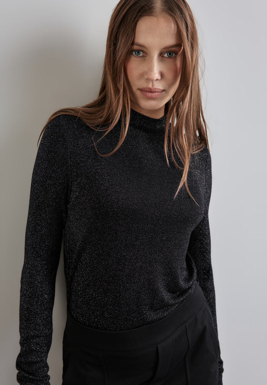 Street One Glitzerndes Turtleneck Shirt - Farbe: schwarz