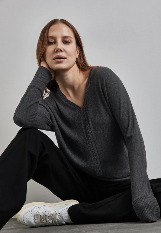 Street One Shirt mit Glitzer-Details - Farbe: anthracite melange