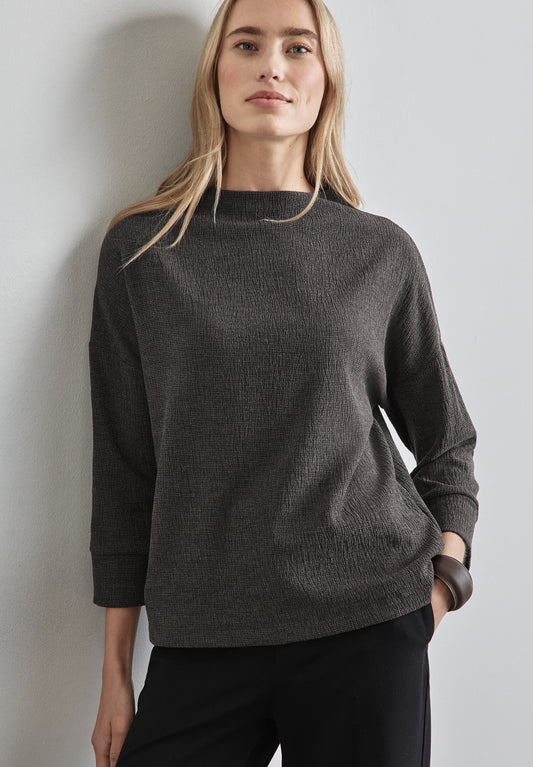 Street One Strukturshirt - Farbe: gravel grey mel.