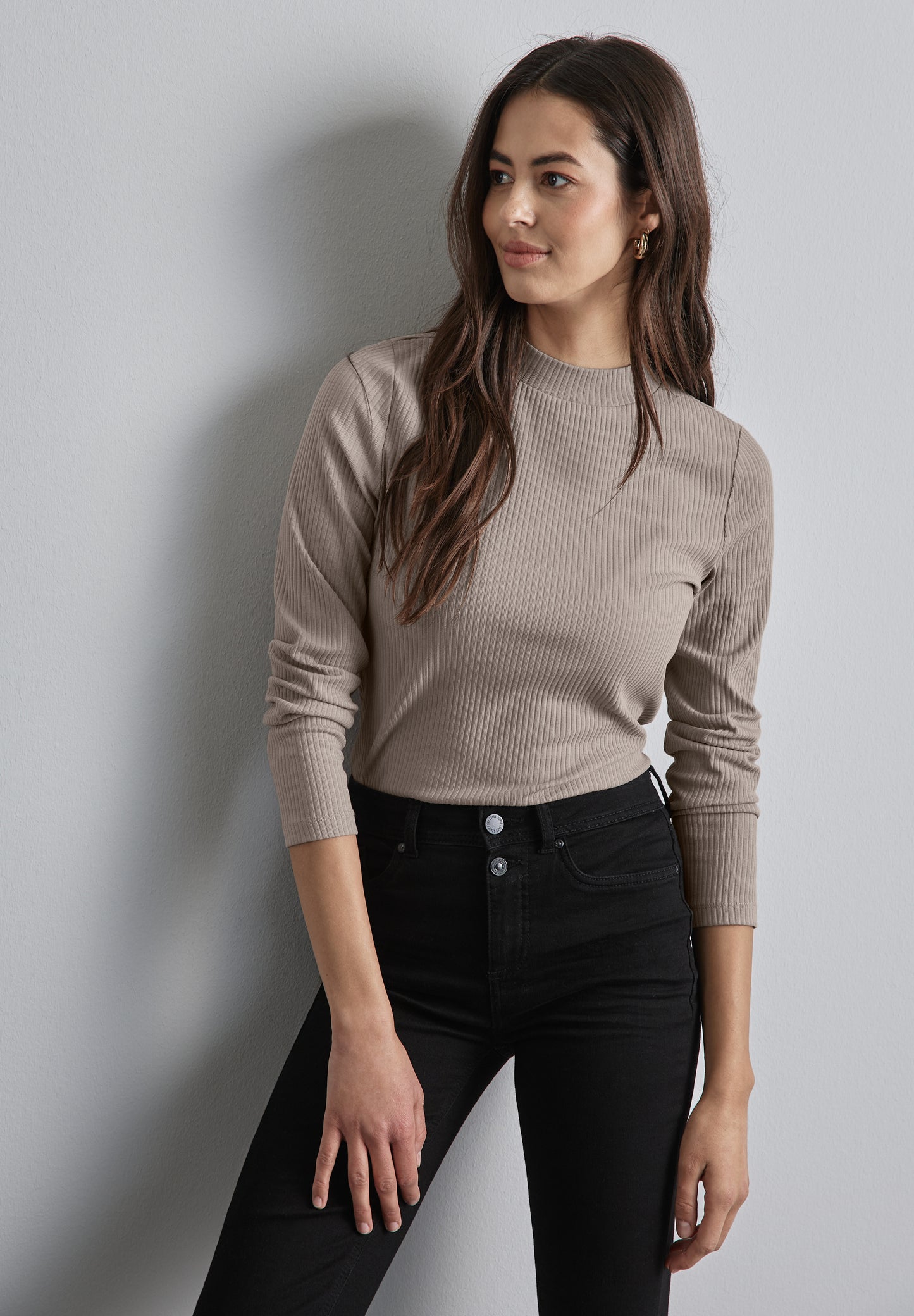 Street One Shirt mit Rippstruktur - Farbe: breezy beige