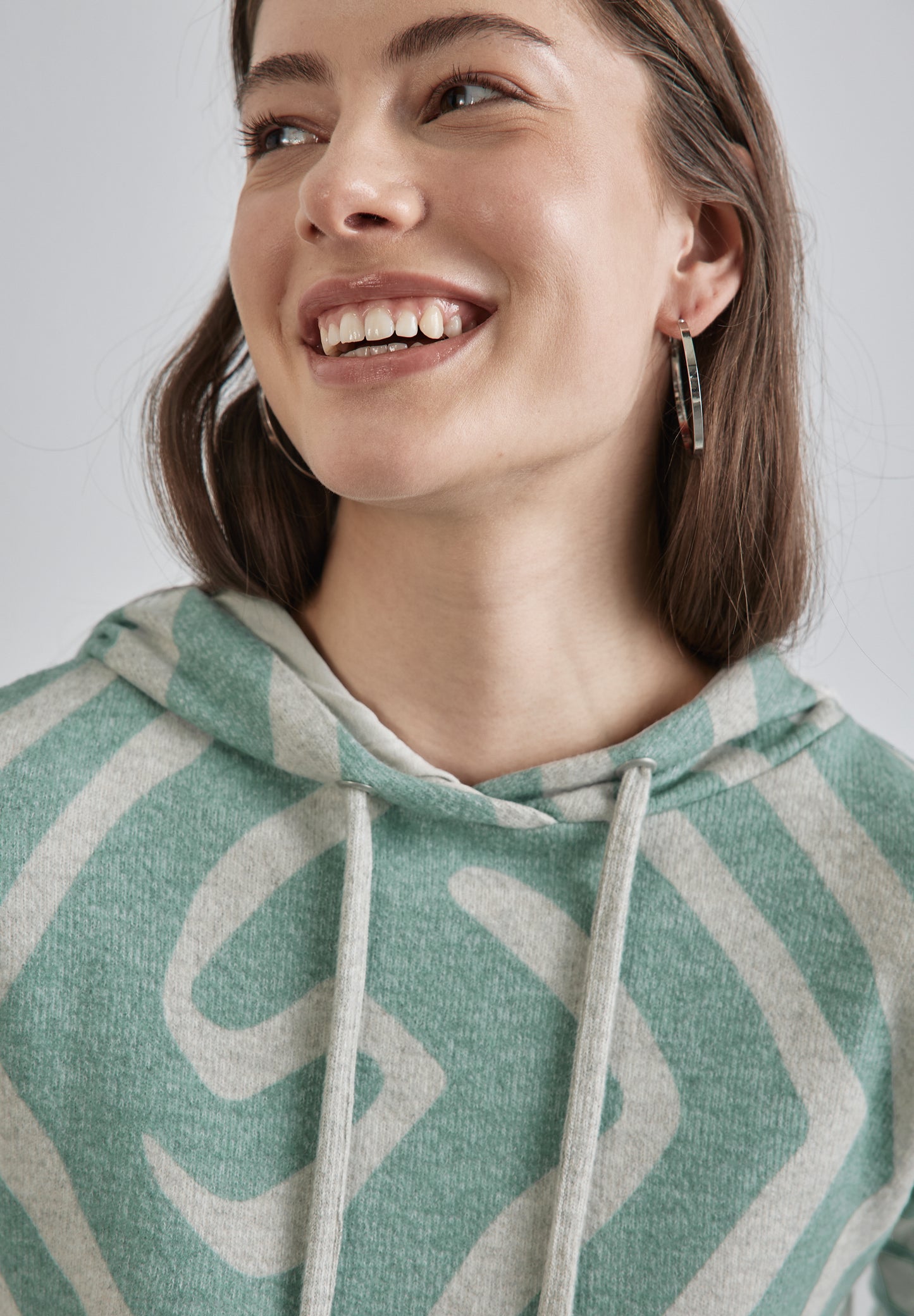 Street One Gemustertes Hoodie-Shirt - Farbe: sunlit green