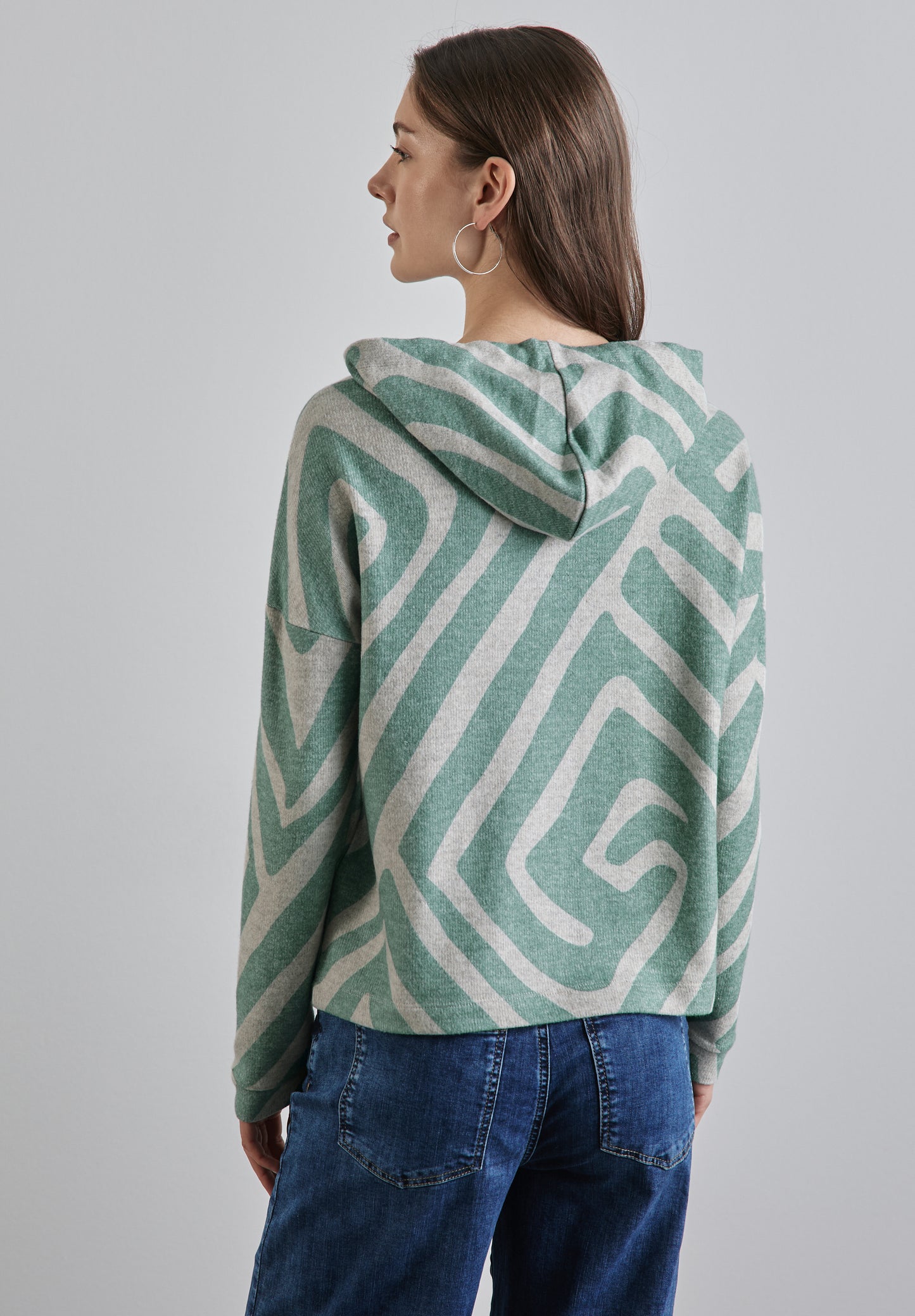 Street One Gemustertes Hoodie-Shirt - Farbe: sunlit green