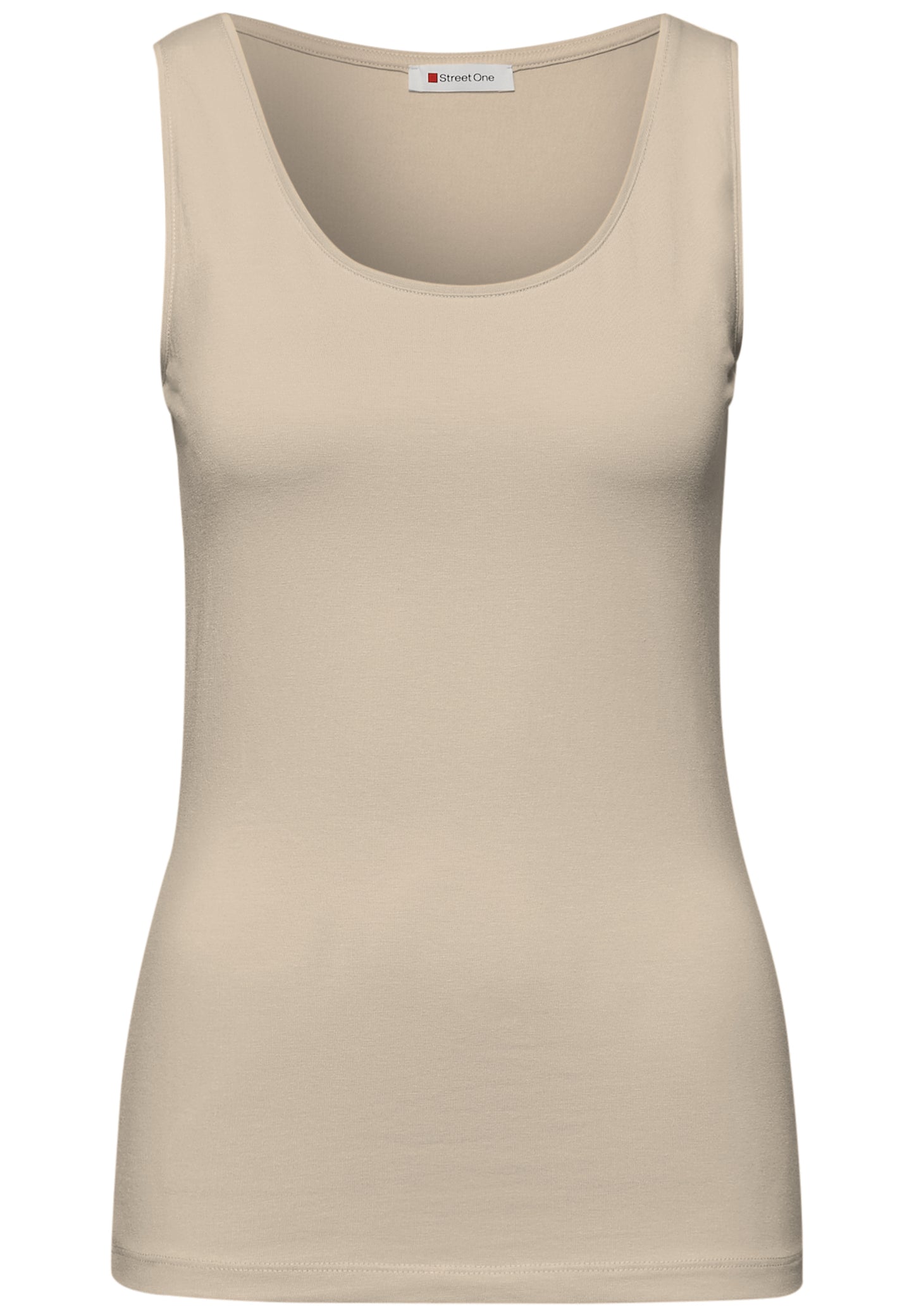 Street One - Basic Top mit Rundhals in Unifarbe - Farbe: cotton beige