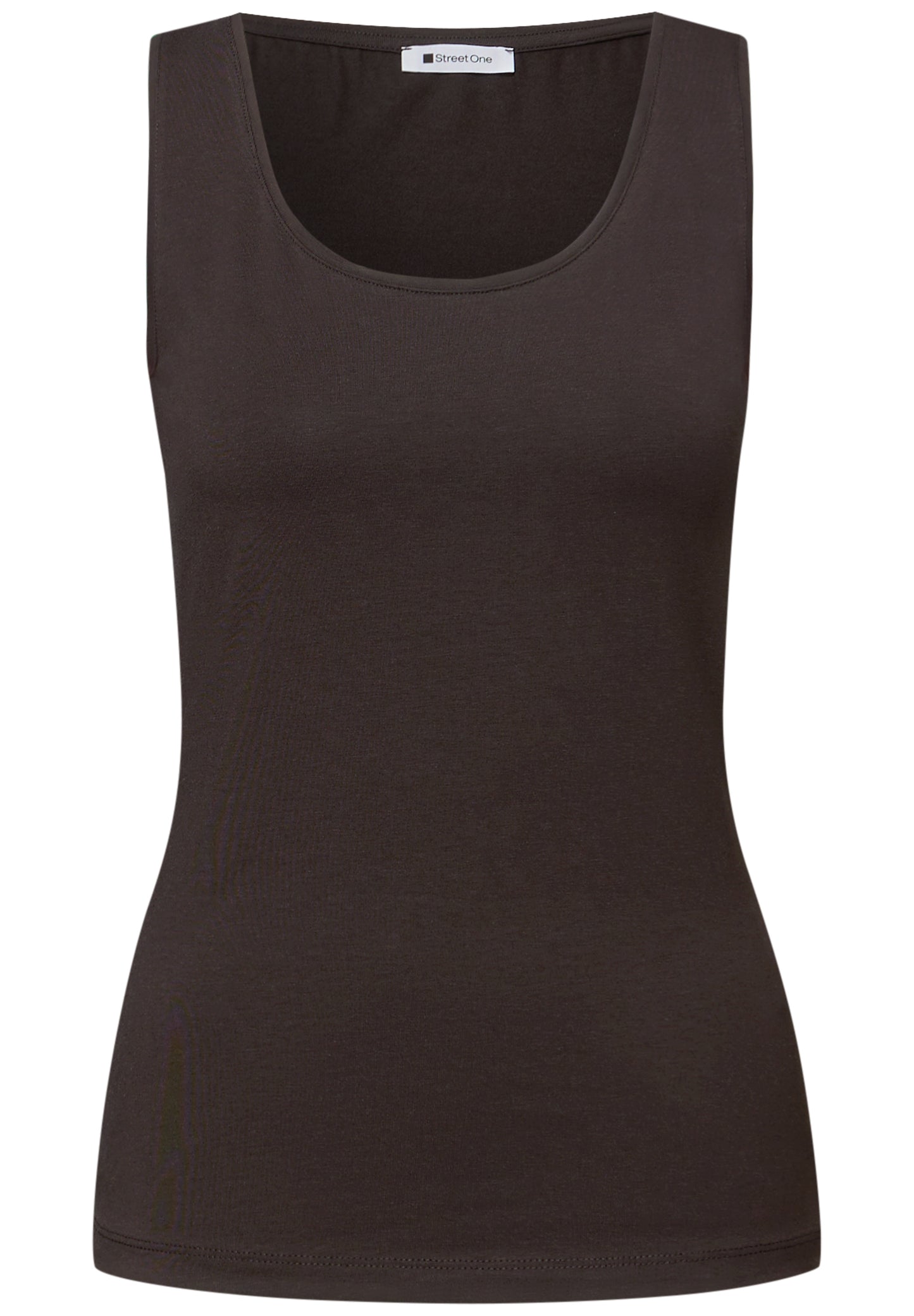Street One - Basic Top mit Rundhals in Unifarbe - Farbe: espresso brown