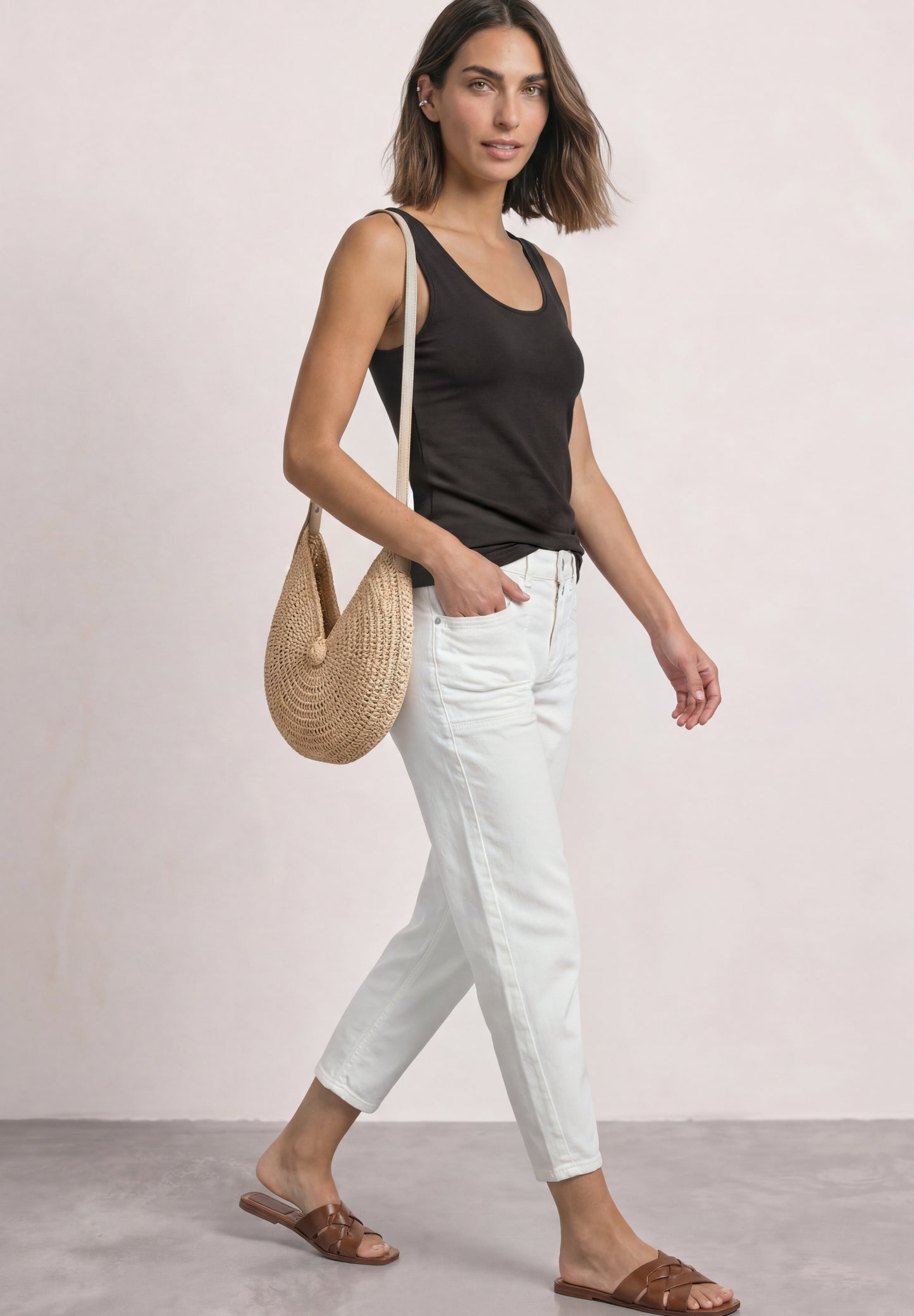 Street One - Basic Top mit Rundhals in Unifarbe - Farbe: black coffee