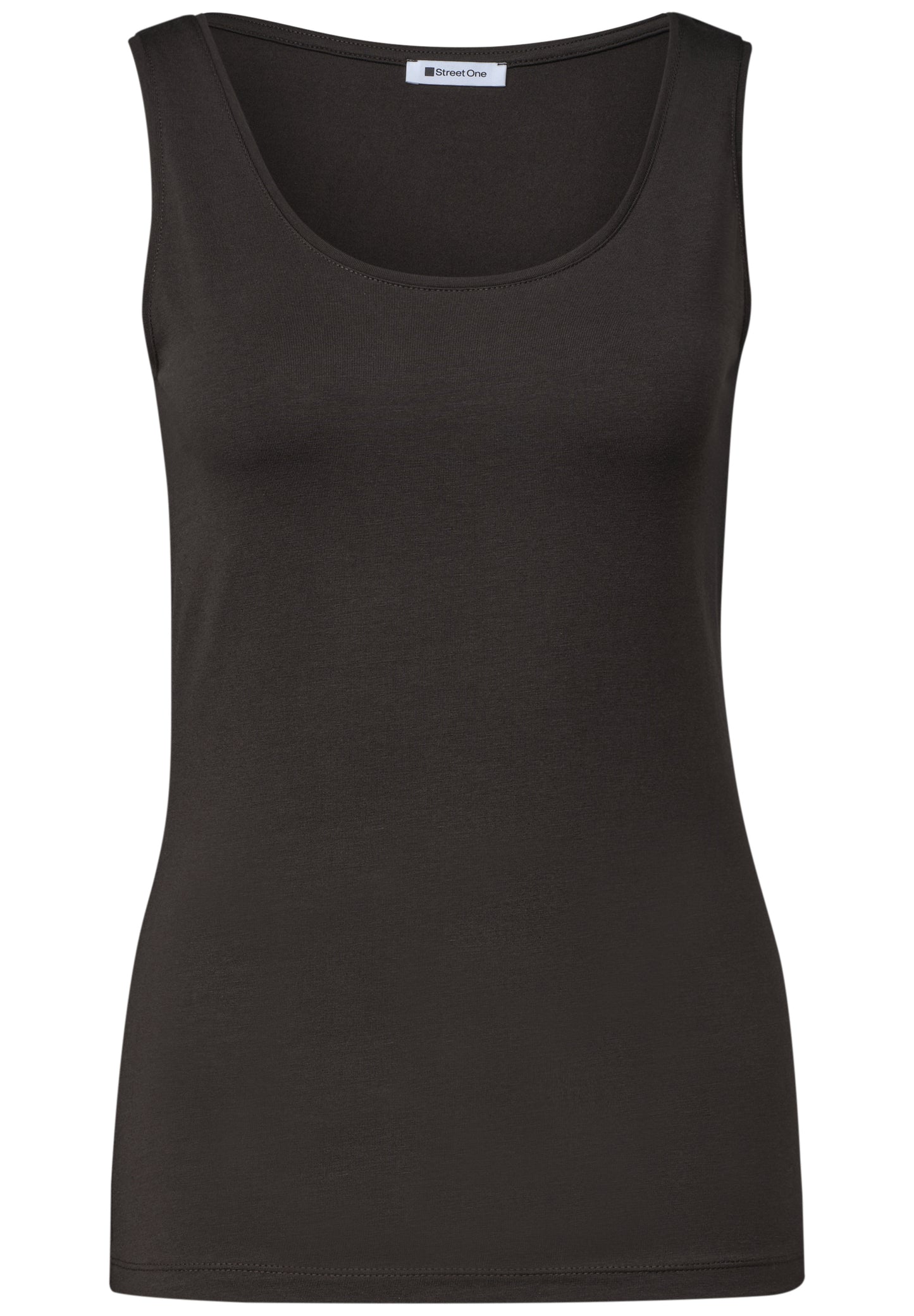 Street One - Basic Top mit Rundhals in Unifarbe - Farbe: black coffee