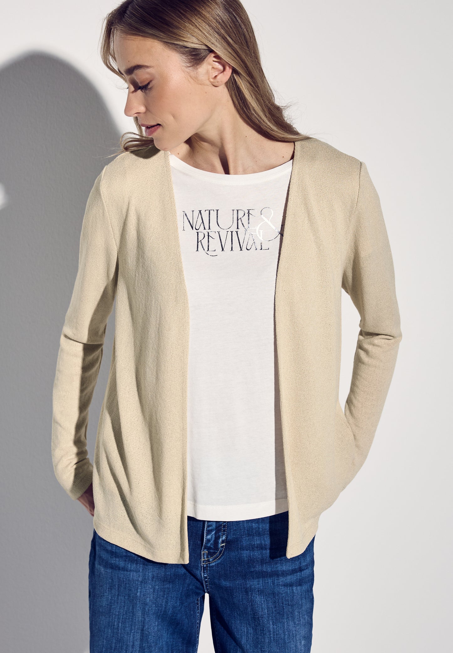 Street One Strick-Look Jacke - Farbe: cotton beige