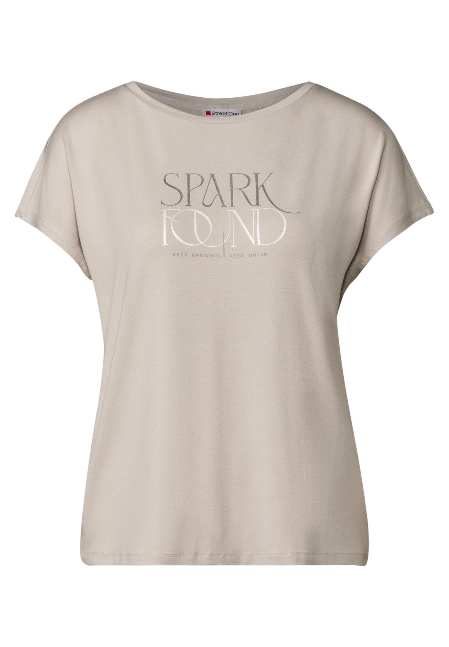 Street One T-Shirt mit Wording - Farbe: clean sand