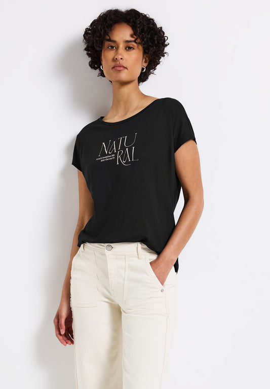 Street One Shirt mit Glitzer-Wording - Farbe: Black