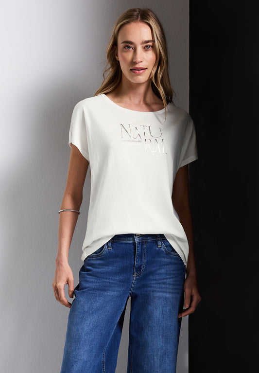 Street One Shirt mit Glitzer-Wording - Farbe: off white