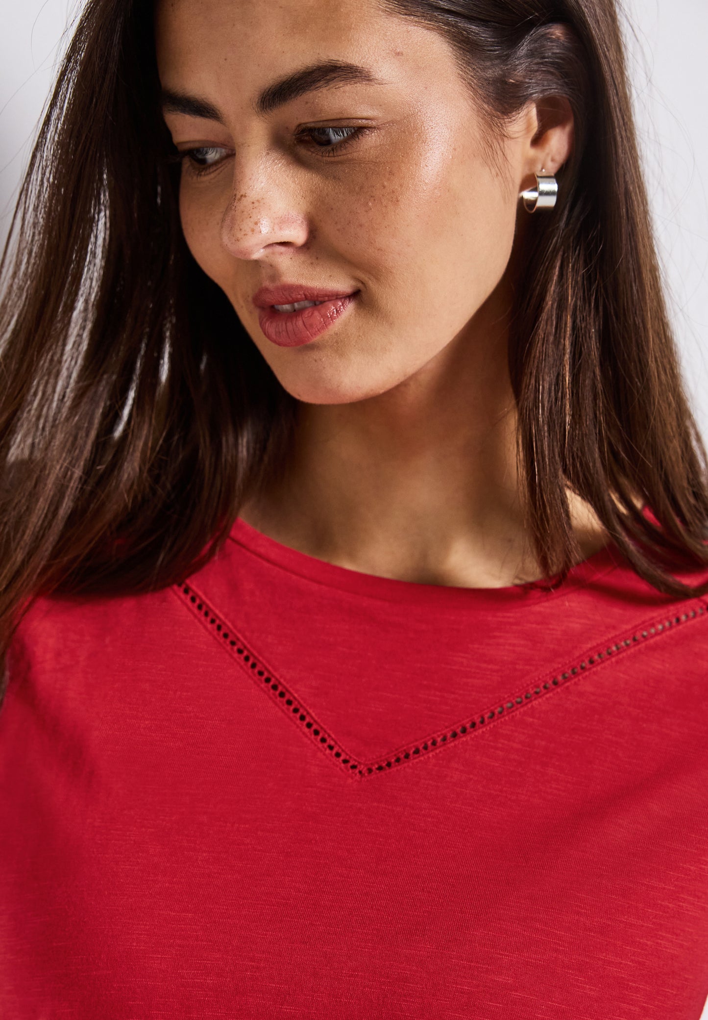 Street One Shirt mit Dekotape - Farbe: glory red