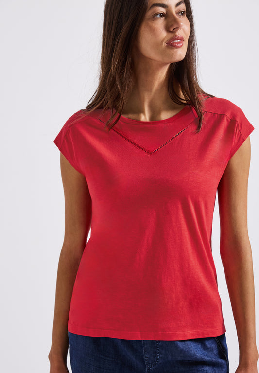 Street One Shirt mit Dekotape - Farbe: glory red