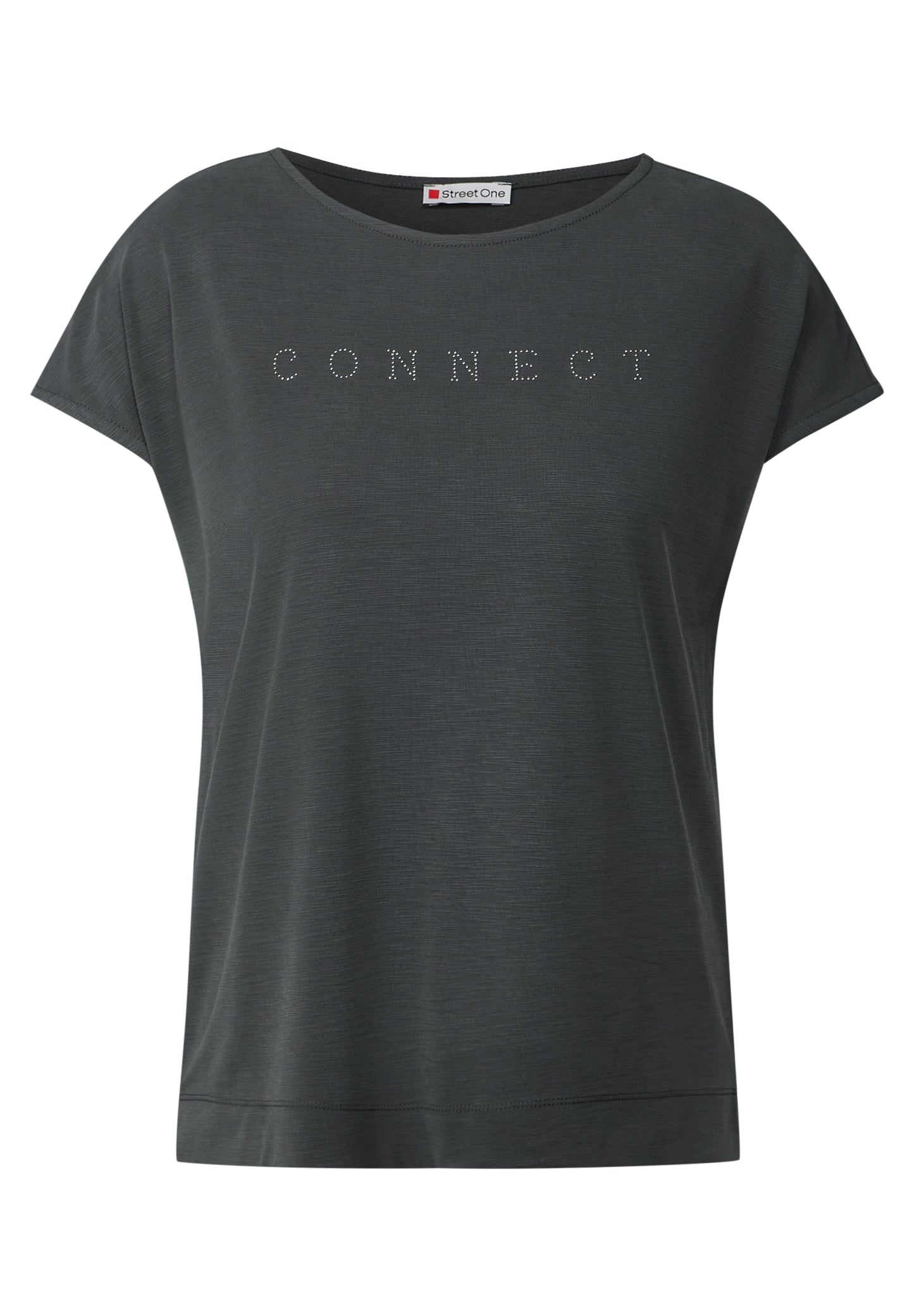 Street One Silk-Look Shirt mit Wording - Farbe: granite grey