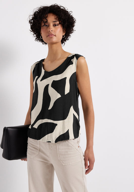 Street One Strukturmix Top mit Print - Farbe: whale tail grey