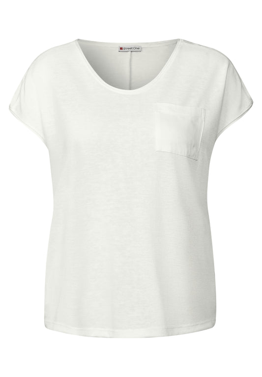 Street One Leinen-Look T-Shirt - Farbe: off white