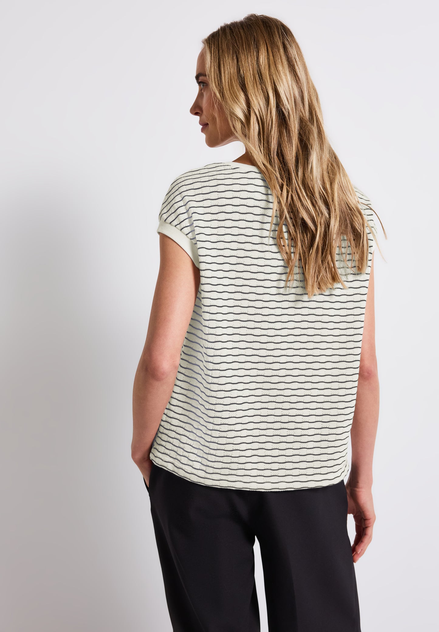 Street One Shirt mit welligen Streifen - Farbe: off white