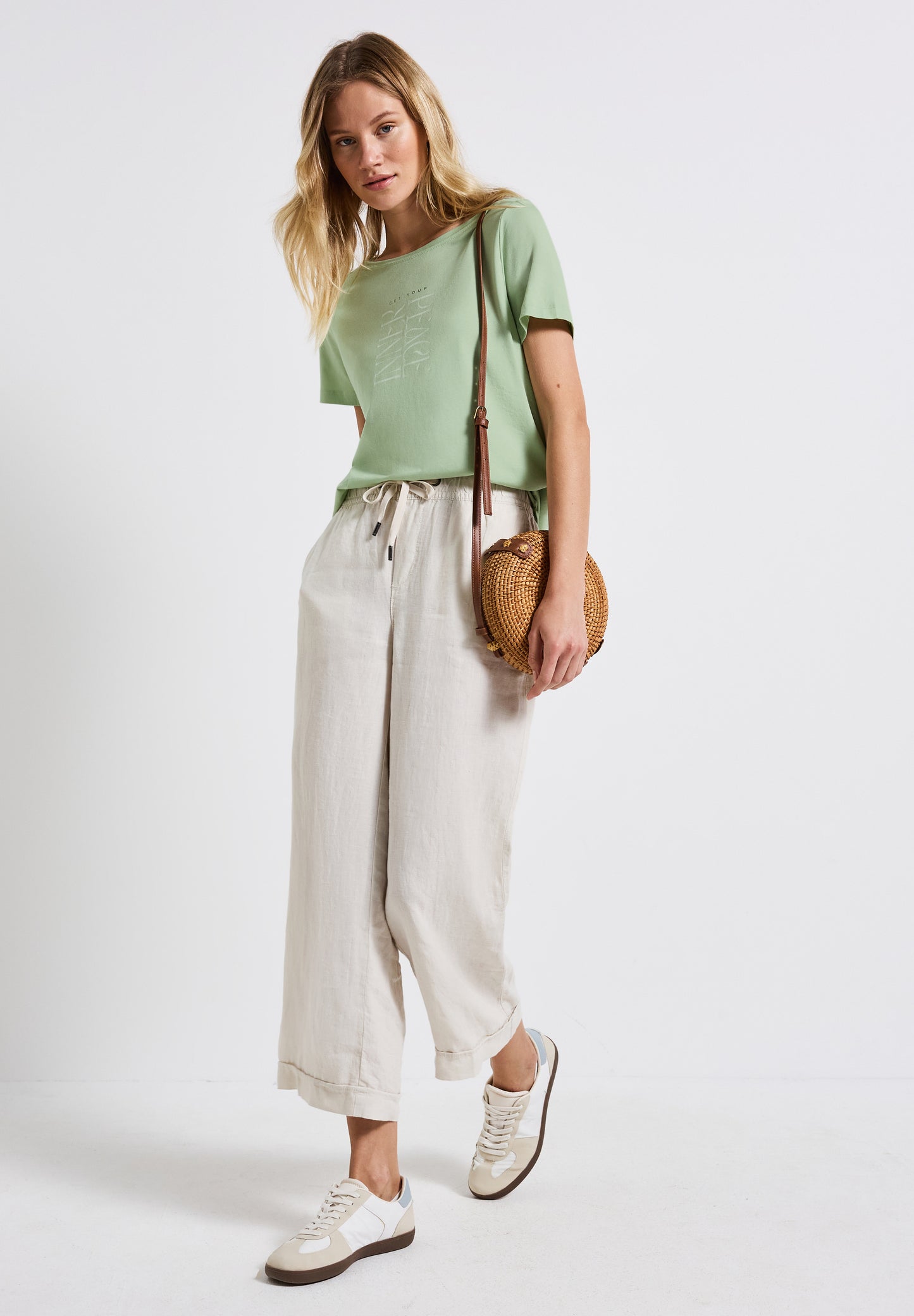 Street One T-Shirt mit Wording Print - Farbe: soft jade green