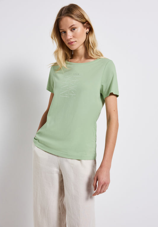 Street One T-Shirt mit Wording Print - Farbe: soft jade green